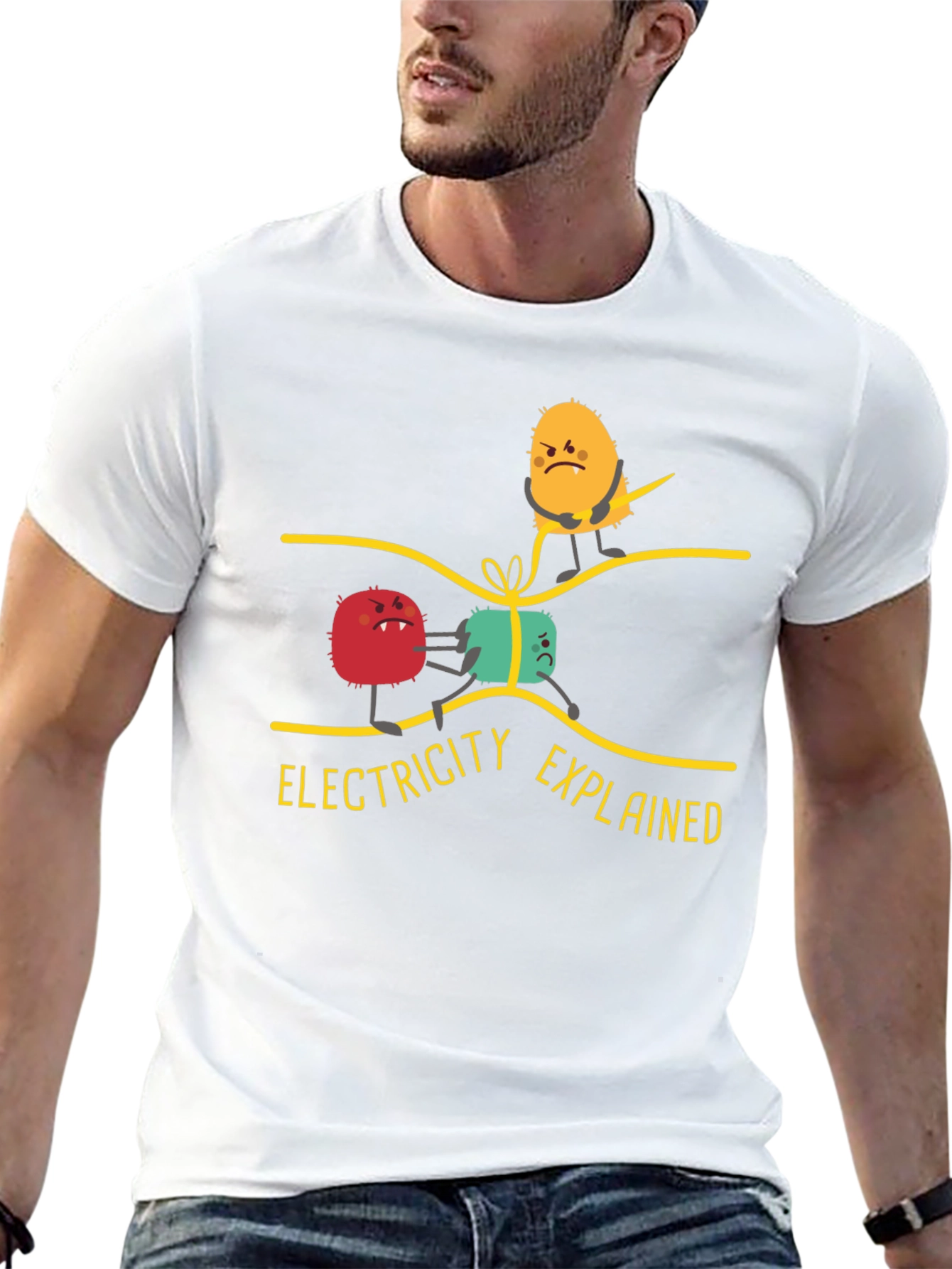 Black Electricity Explained Graphic Tee view 13
