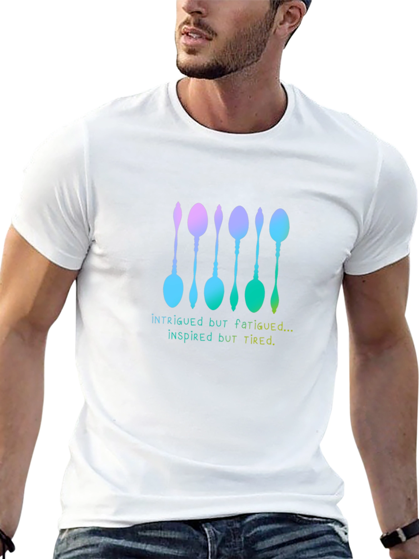 Black Intrigued But Fatigued Spoon T-Shirt view 13