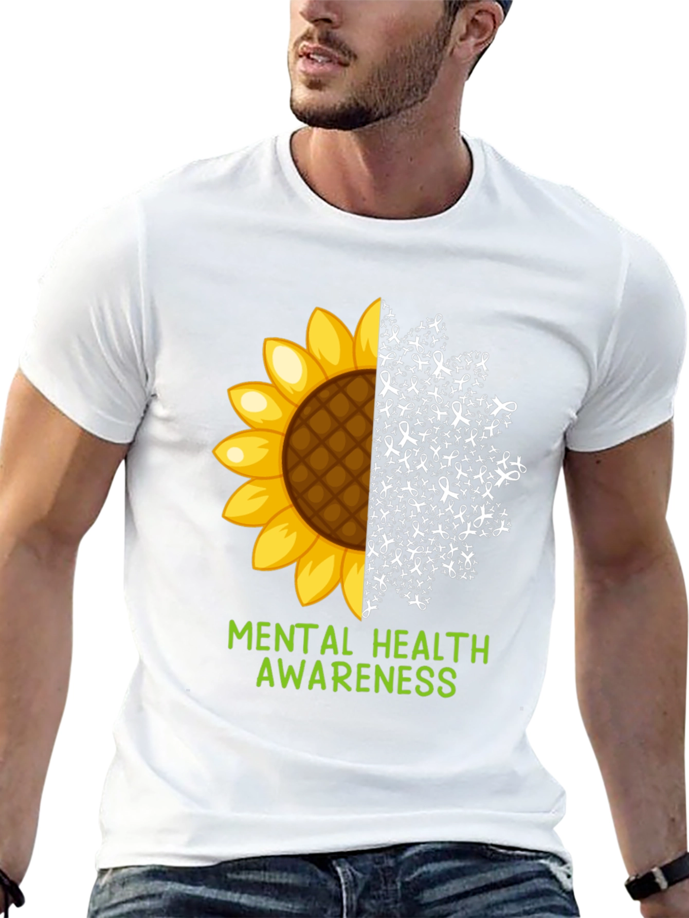 Black Mental Health Awareness Sunflower T-Shirt view 13