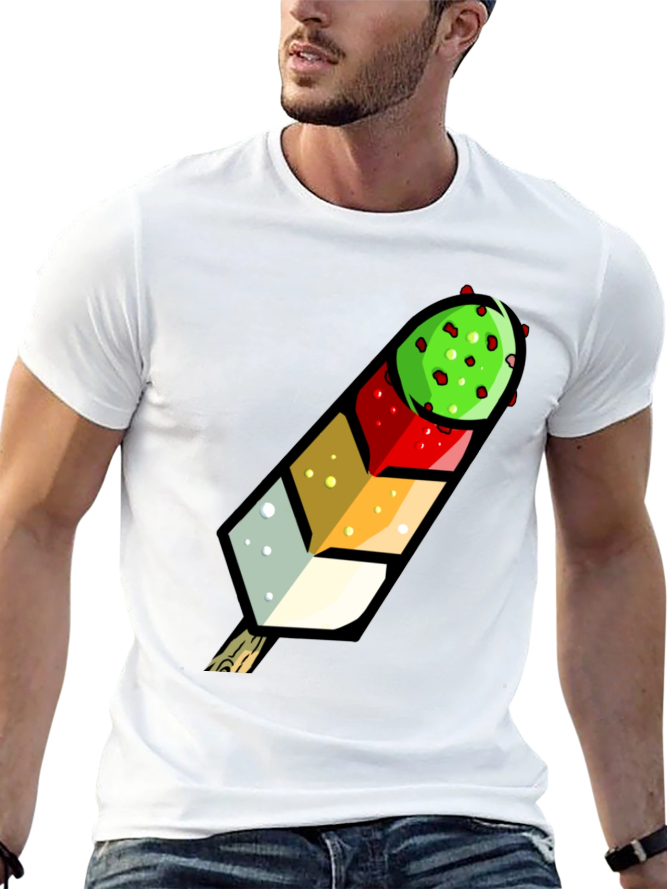 Black Funky Fruit Pop T-Shirt - Unique Colorful Design view 13