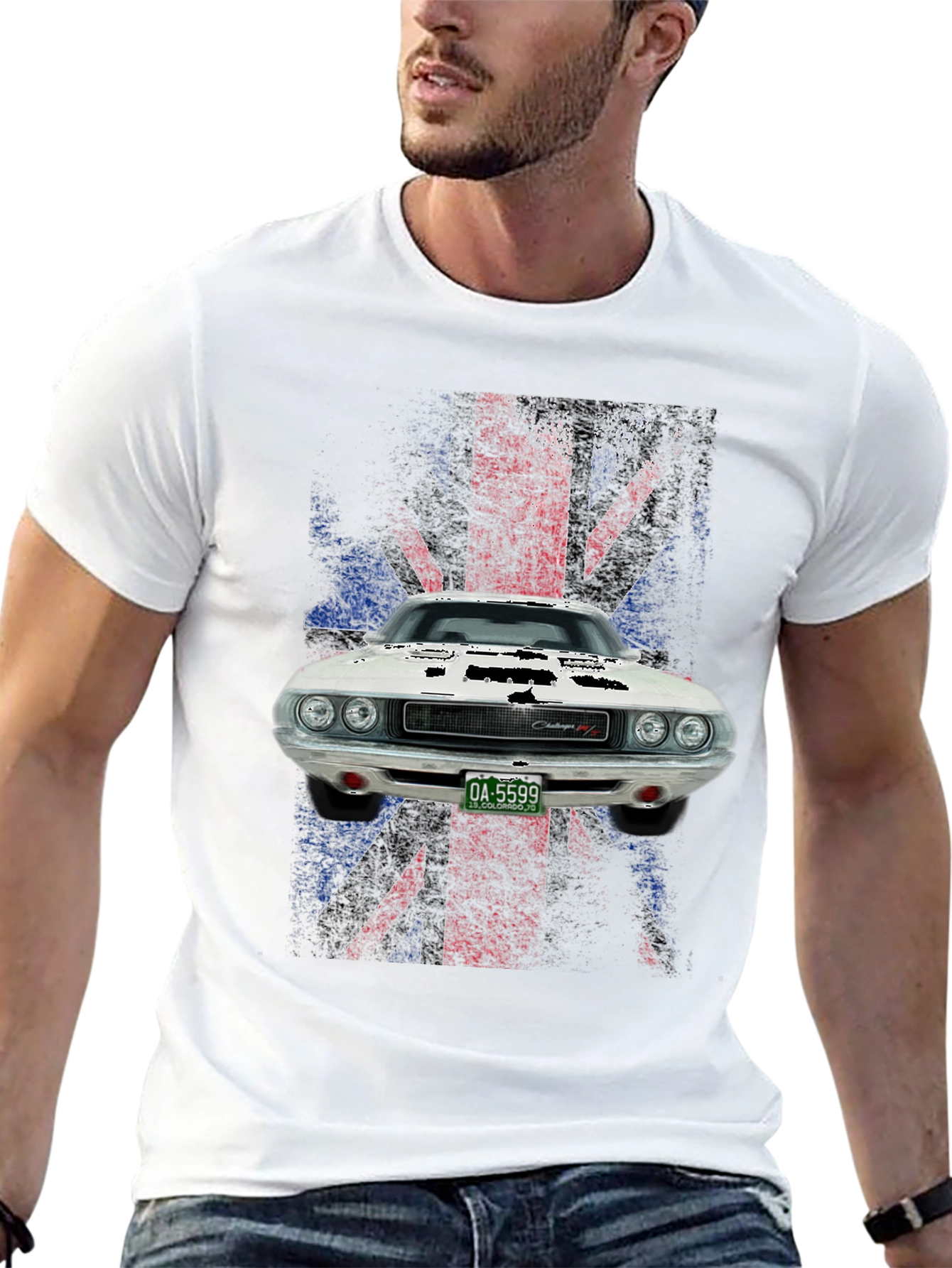 Black Vintage Muscle Car T-Shirt view 13