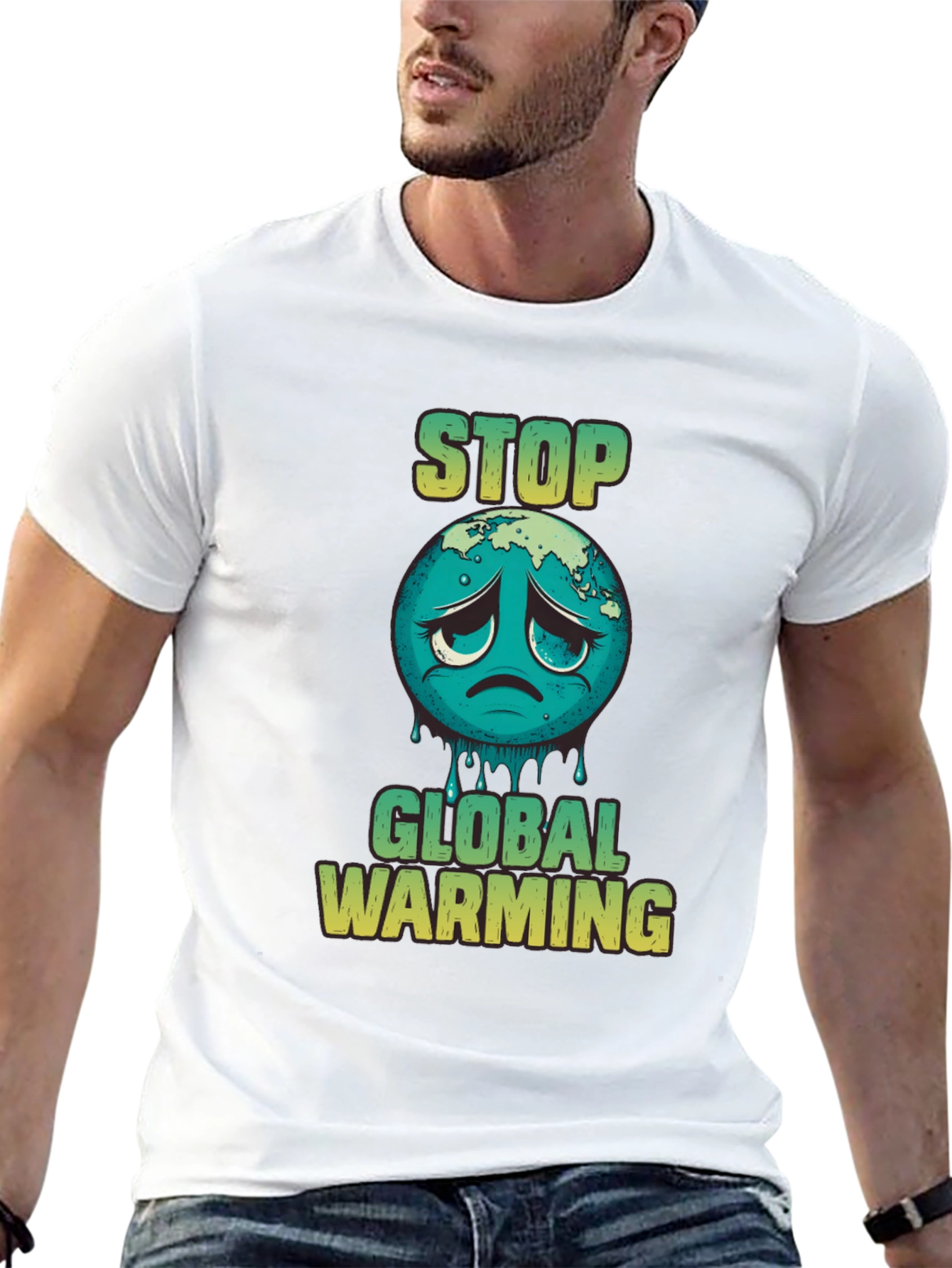 Black Stop Global Warming Graphic T-Shirt view 13