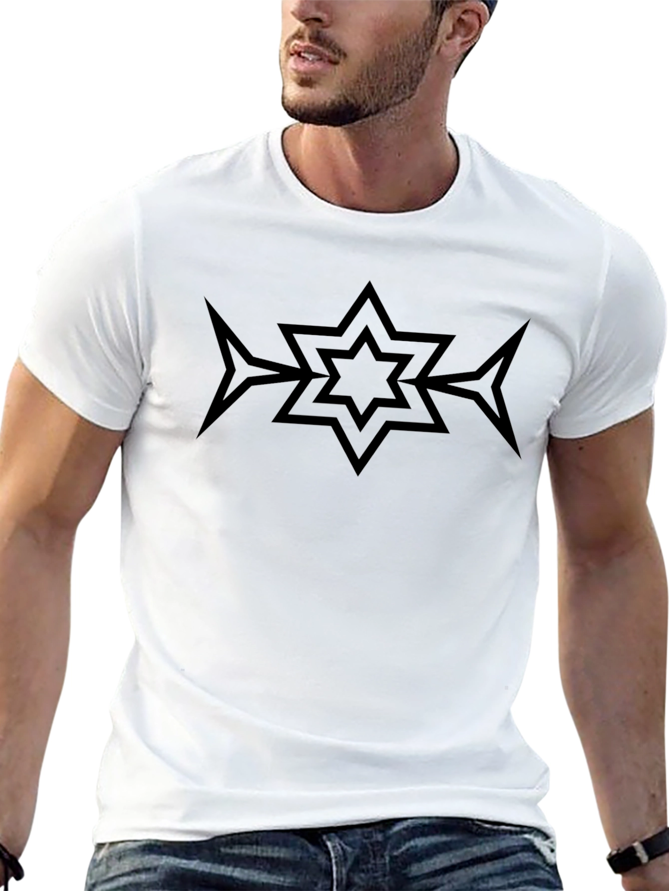 Black Black Graphic Tee - Star Arrow Design view 13