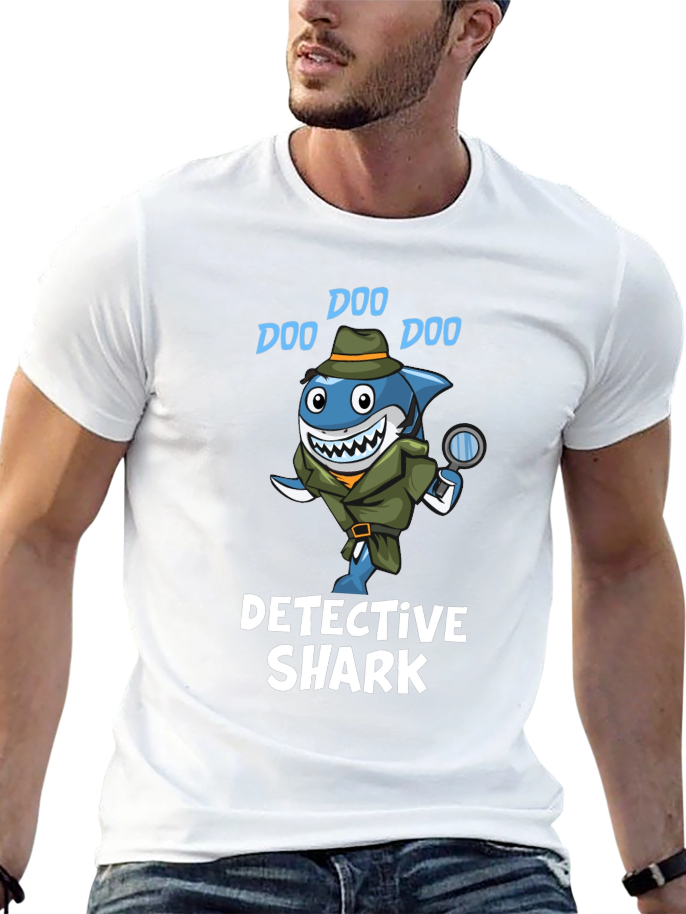 Black Detective Shark T-Shirt - Doo Doo! view 13