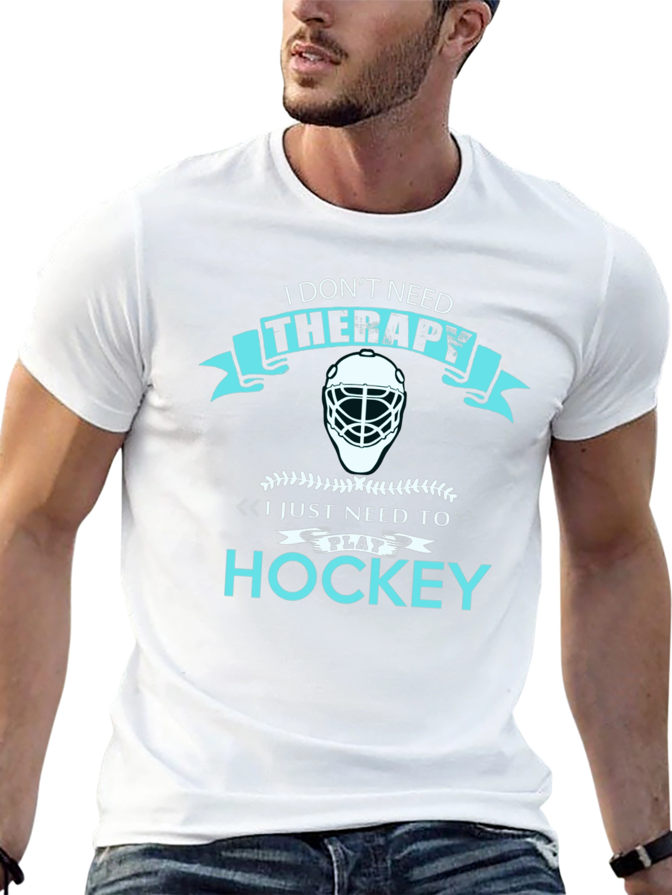 Black I Don't Need Therapy Hockey T-Shirt view 13