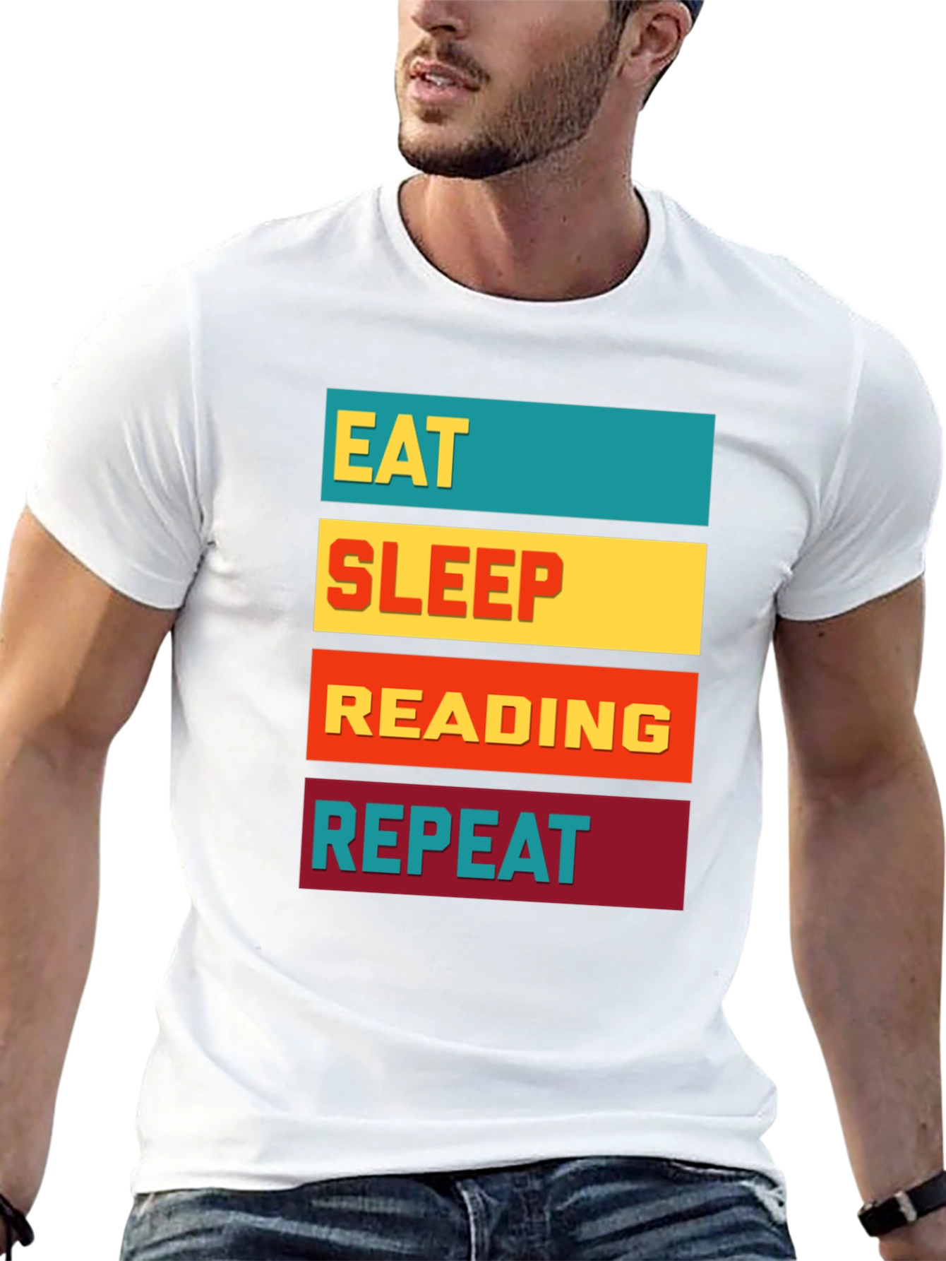 Black Eat Sleep Reading Repeat Graphic Tee view 13