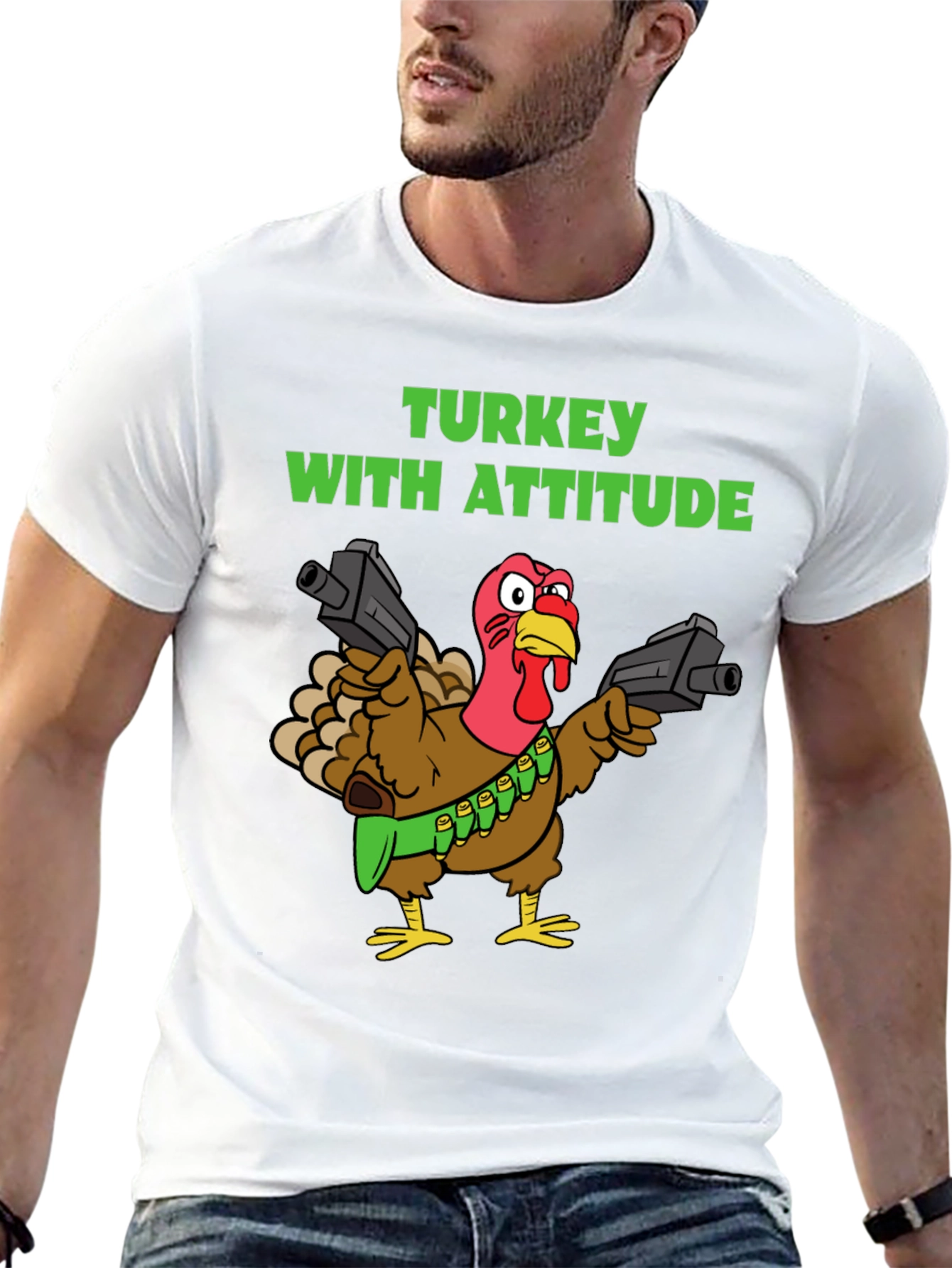 Black Turkey With Attitude Graphic T-Shirt view 13