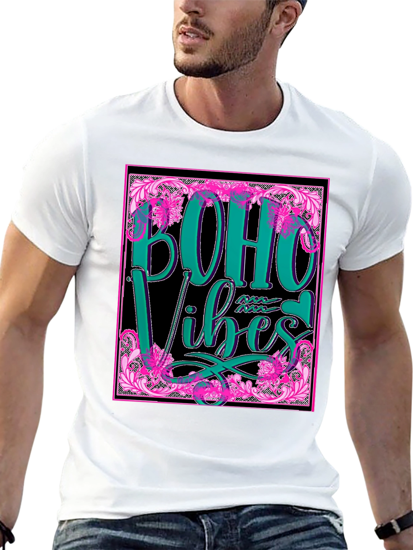 Black Boho Vibes Graphic Tee - Stylish & Trendy view 13