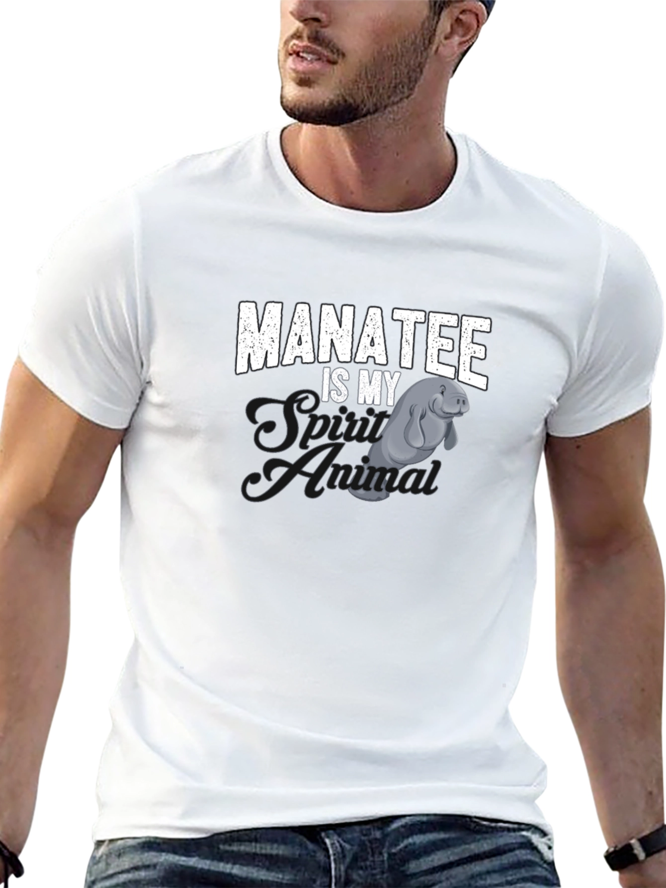 Black Manatee Is My Spirit Animal Black T-Shirt view 13