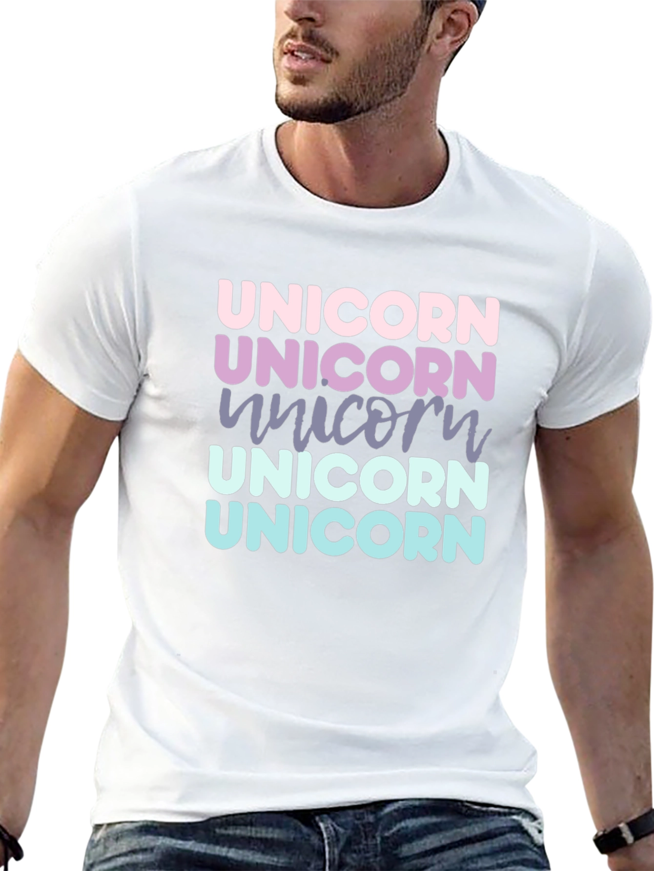 Black Unicorn Rainbow Text T-Shirt view 13
