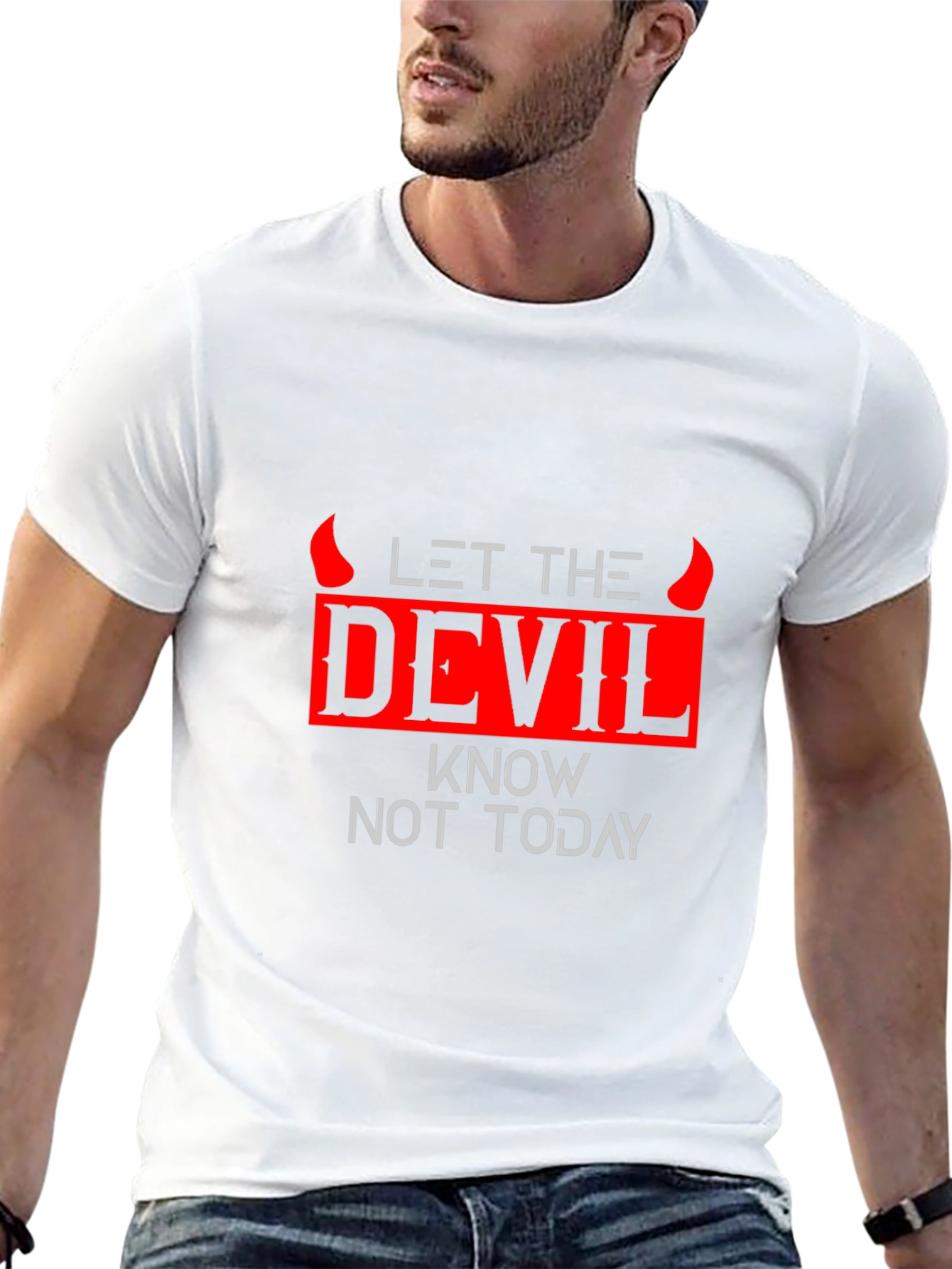 Black Let The Devil Know Not Today Graphic Tee view 13