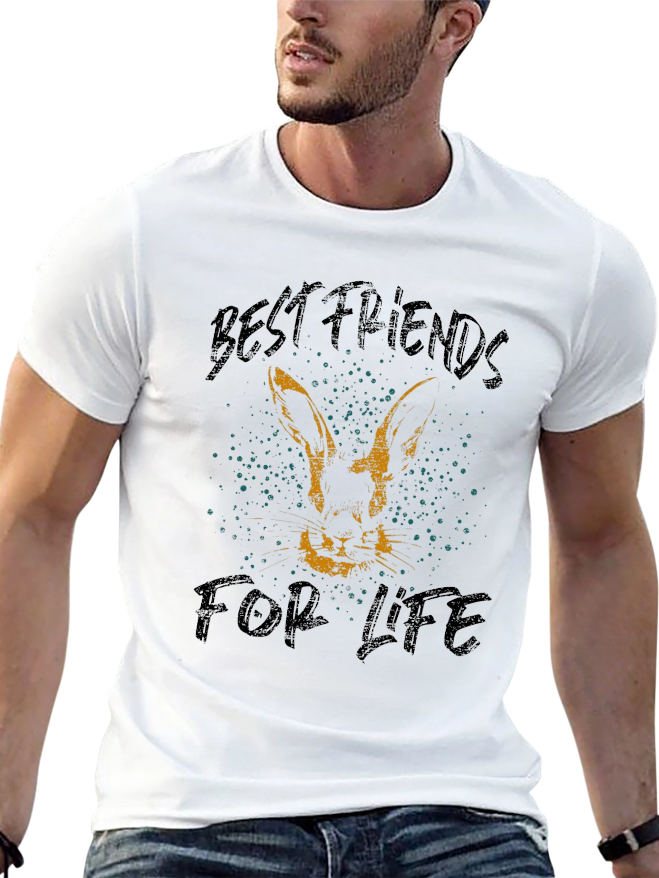 Black Best Friends For Life Rabbit Graphic Tee view 13