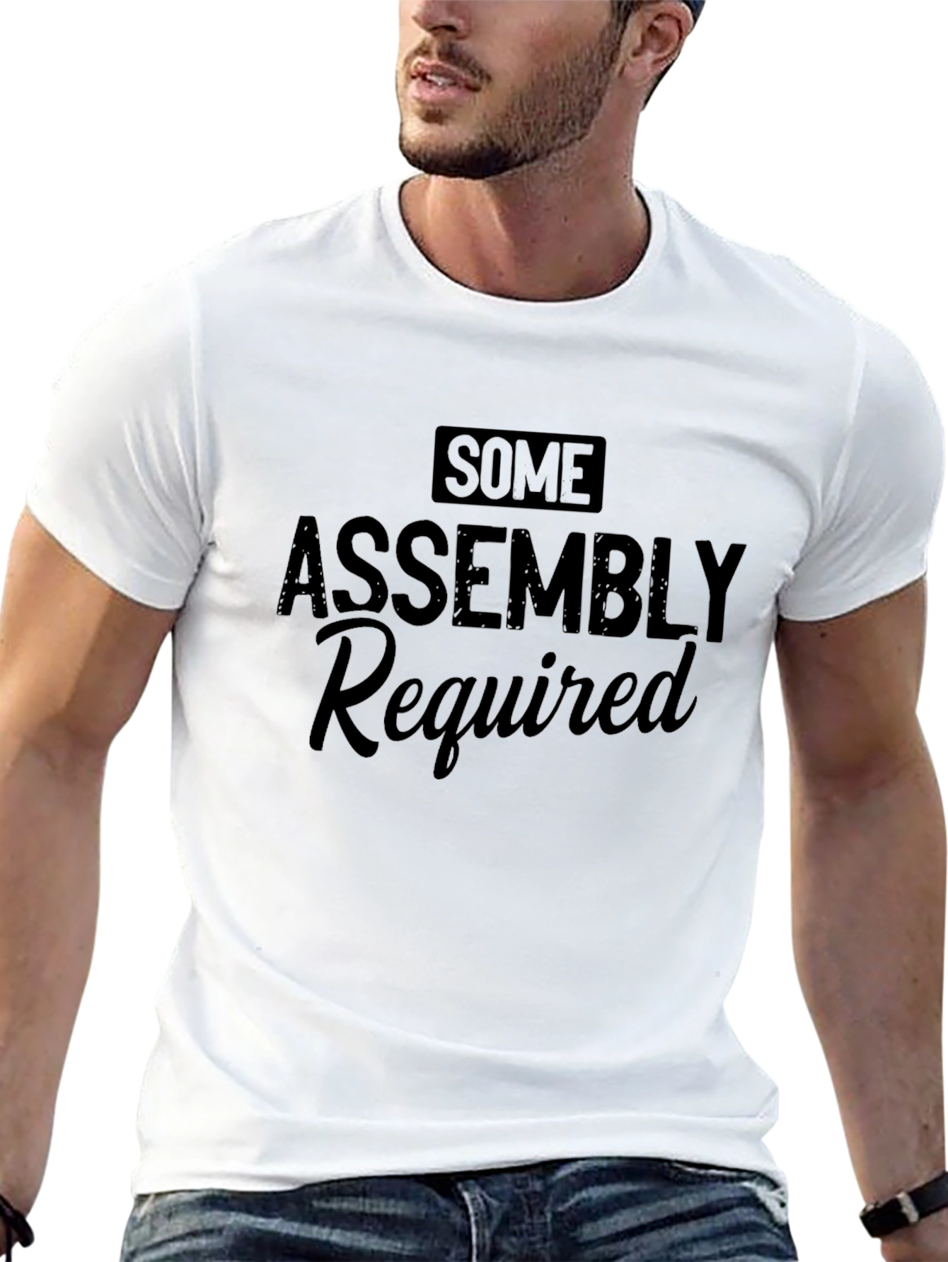 Black Some Assembly Required Graphic Tee - Black Casual T-Shirt view 13