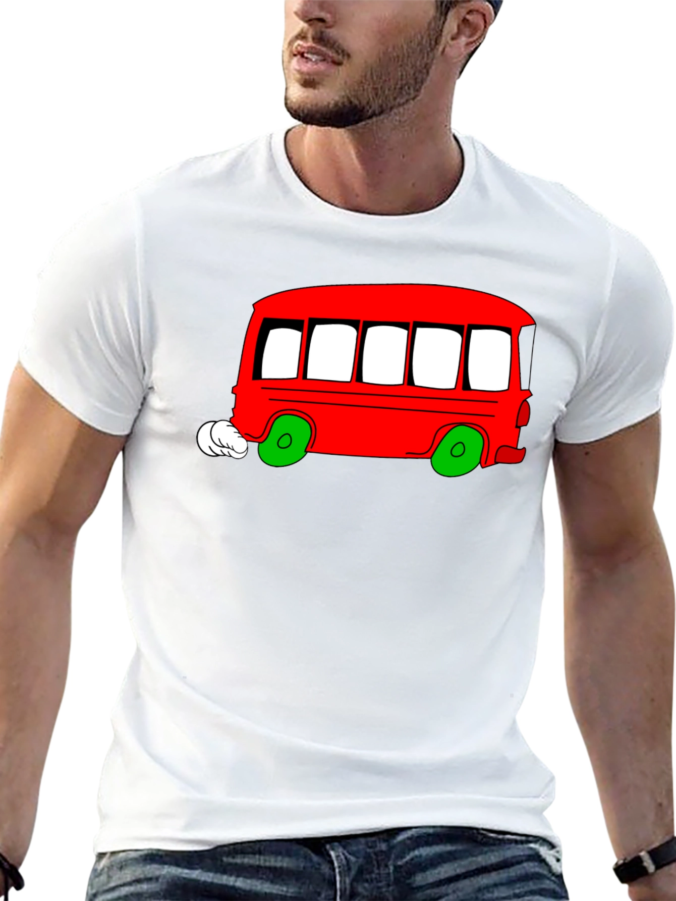 Black Cartoon Bus Graphic T-Shirt view 13