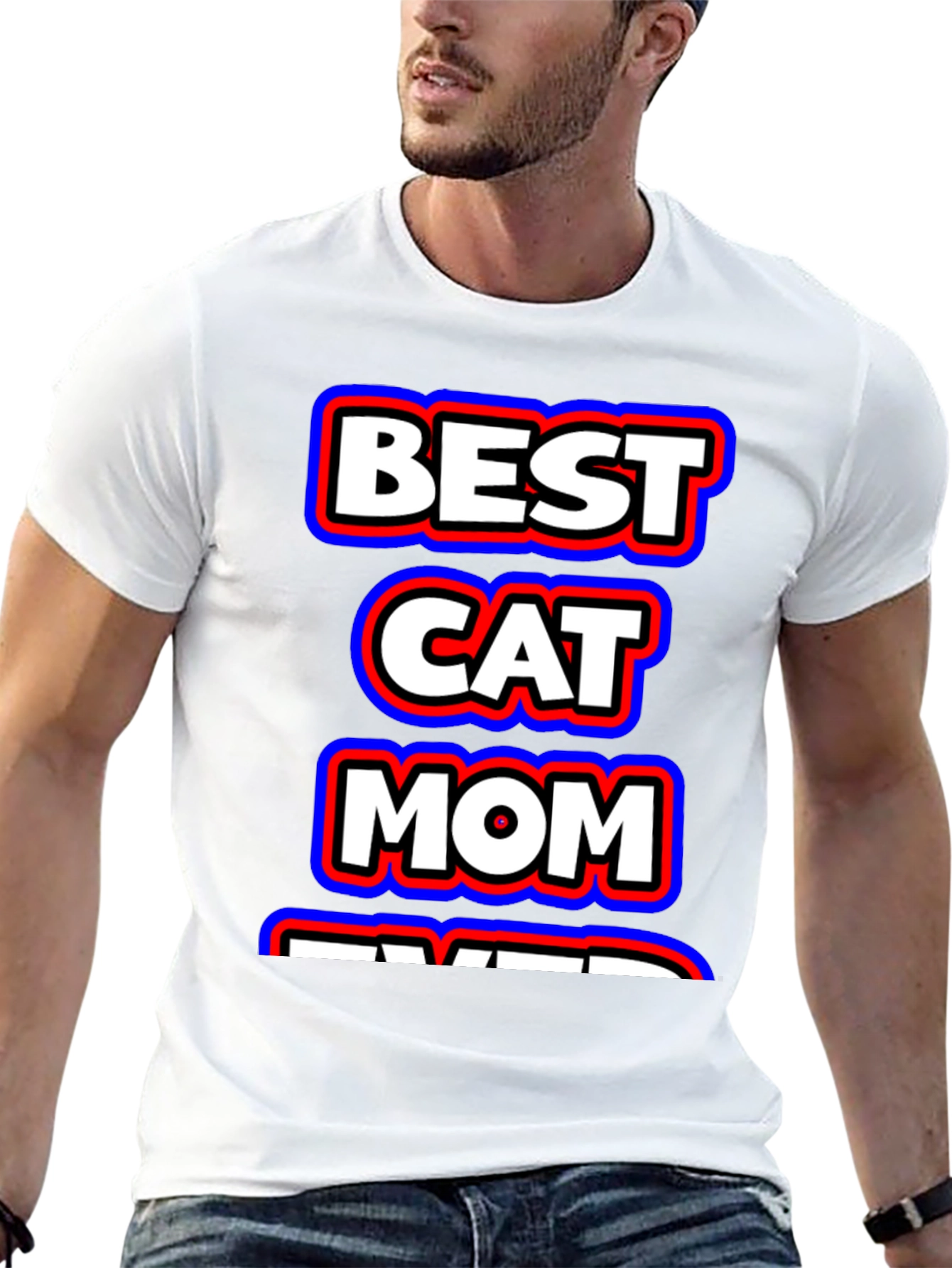 Black Best Cat Mom Ever Black Graphic T-Shirt view 13