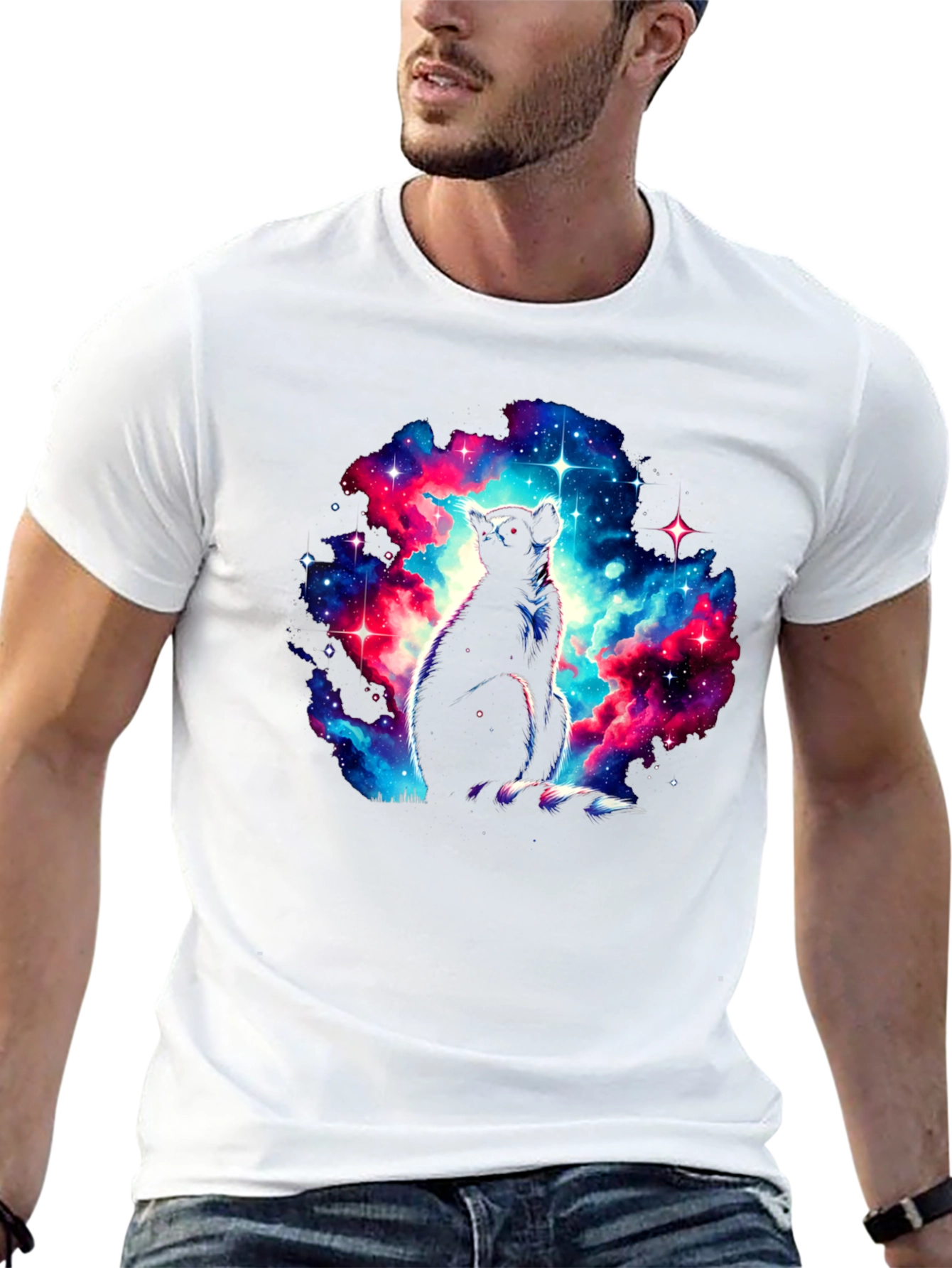 Black Cosmic Lemur Graphic T-Shirt - Galaxy Print view 13