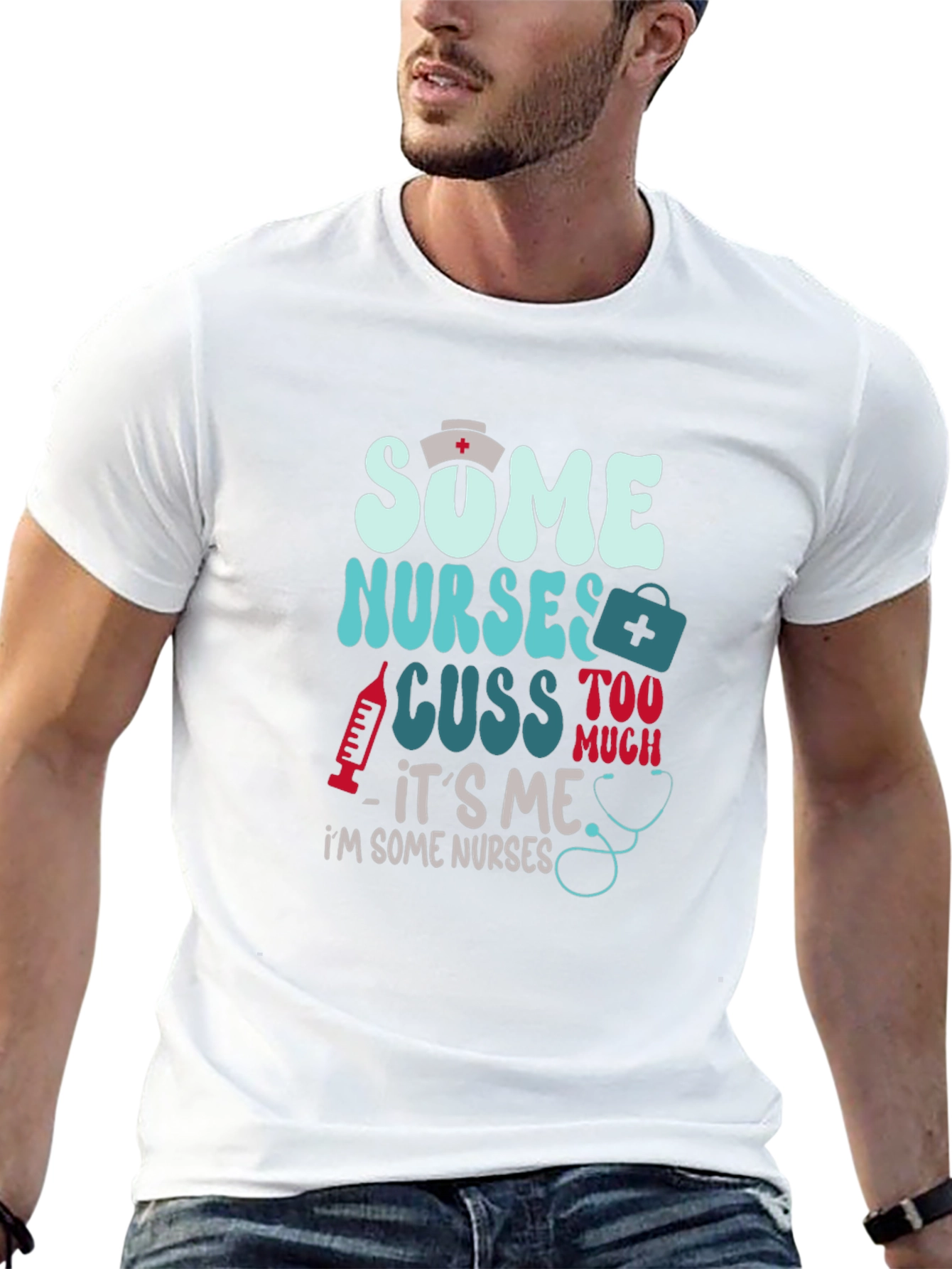 Black Some Nurses Cuss T-Shirt - Funny Nurse Tee view 13