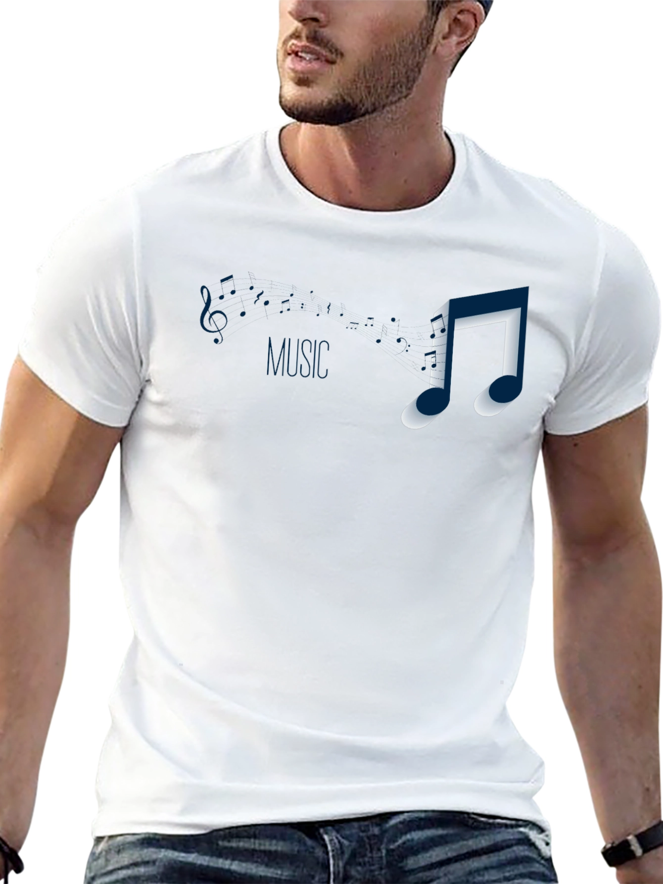 Black Music Note Graphic T-Shirt - Casual Style view 13