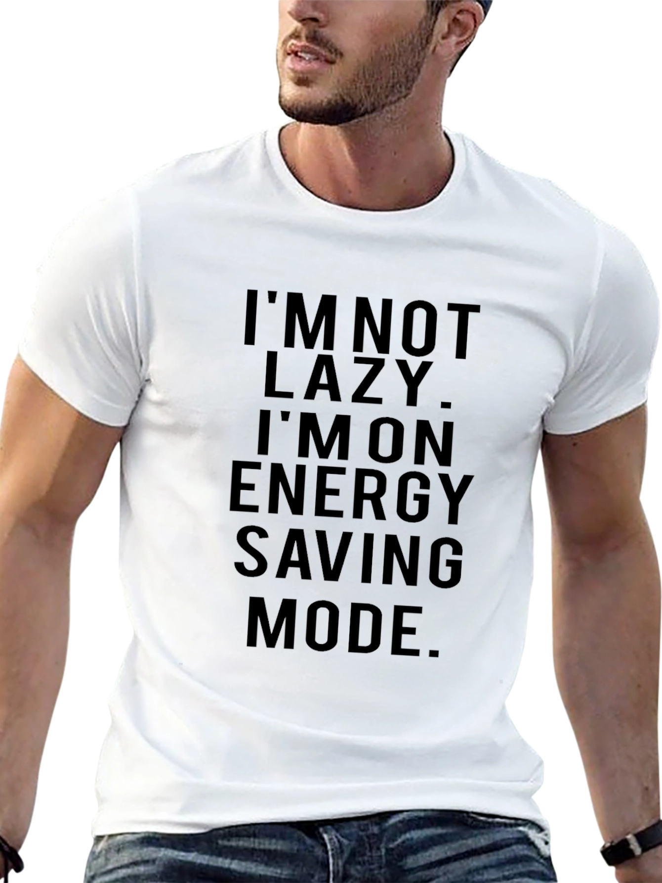 Black Funny Energy Saving Mode Graphic T-Shirt view 13