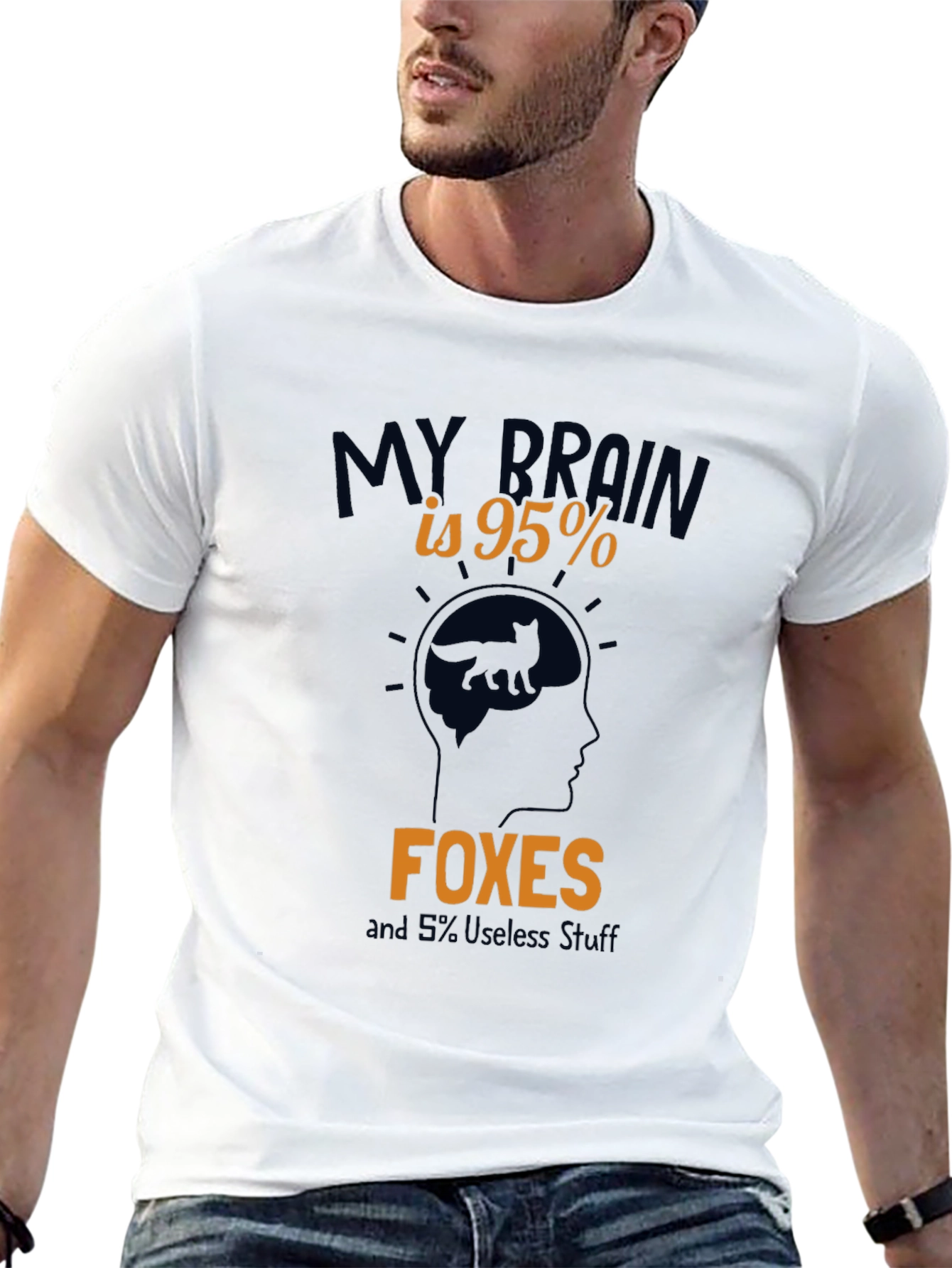 Black My Brain is 95% Foxes Funny Men's Graphic T-Shirt view 13
