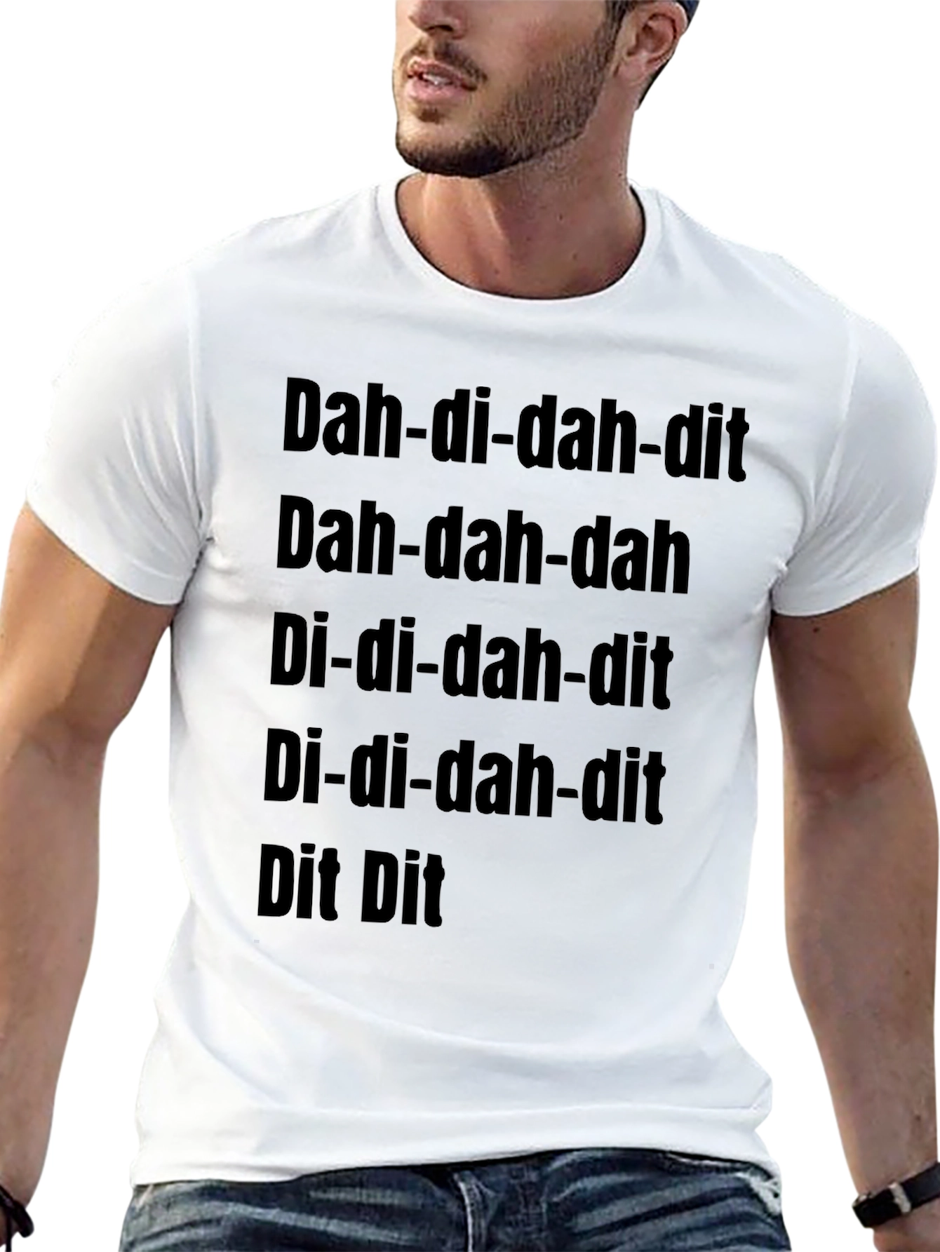 Black Morse Code Inspired Graphic Tee - Dah-di-dah-dit view 13