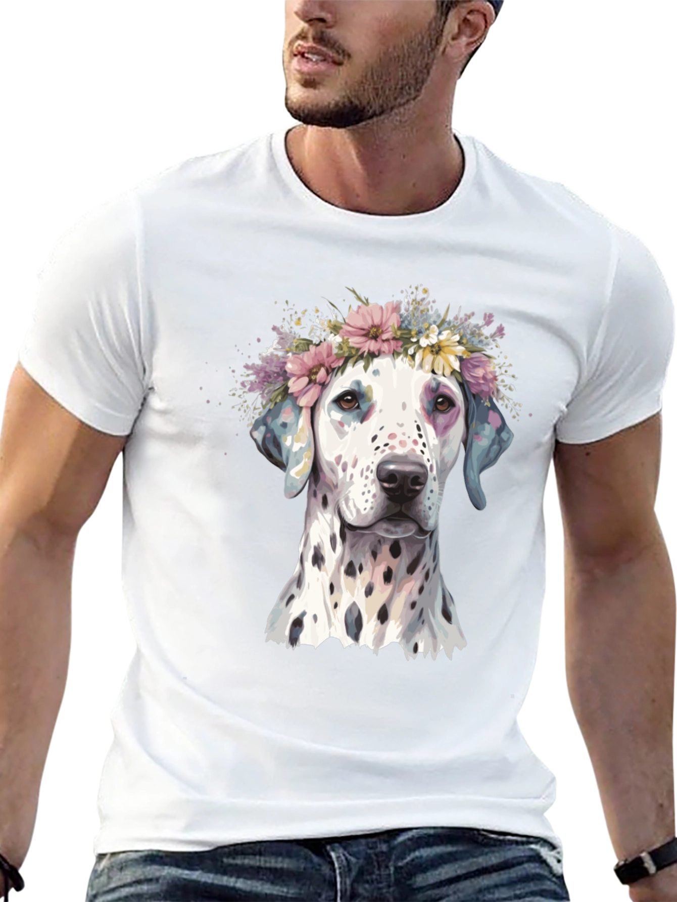 Black Dog Flower Crown Graphic T-Shirt view 13