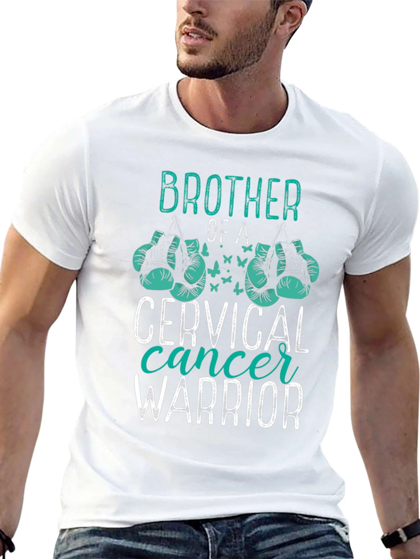 Black Brother of a Cervical Cancer Warrior T-Shirt view 13