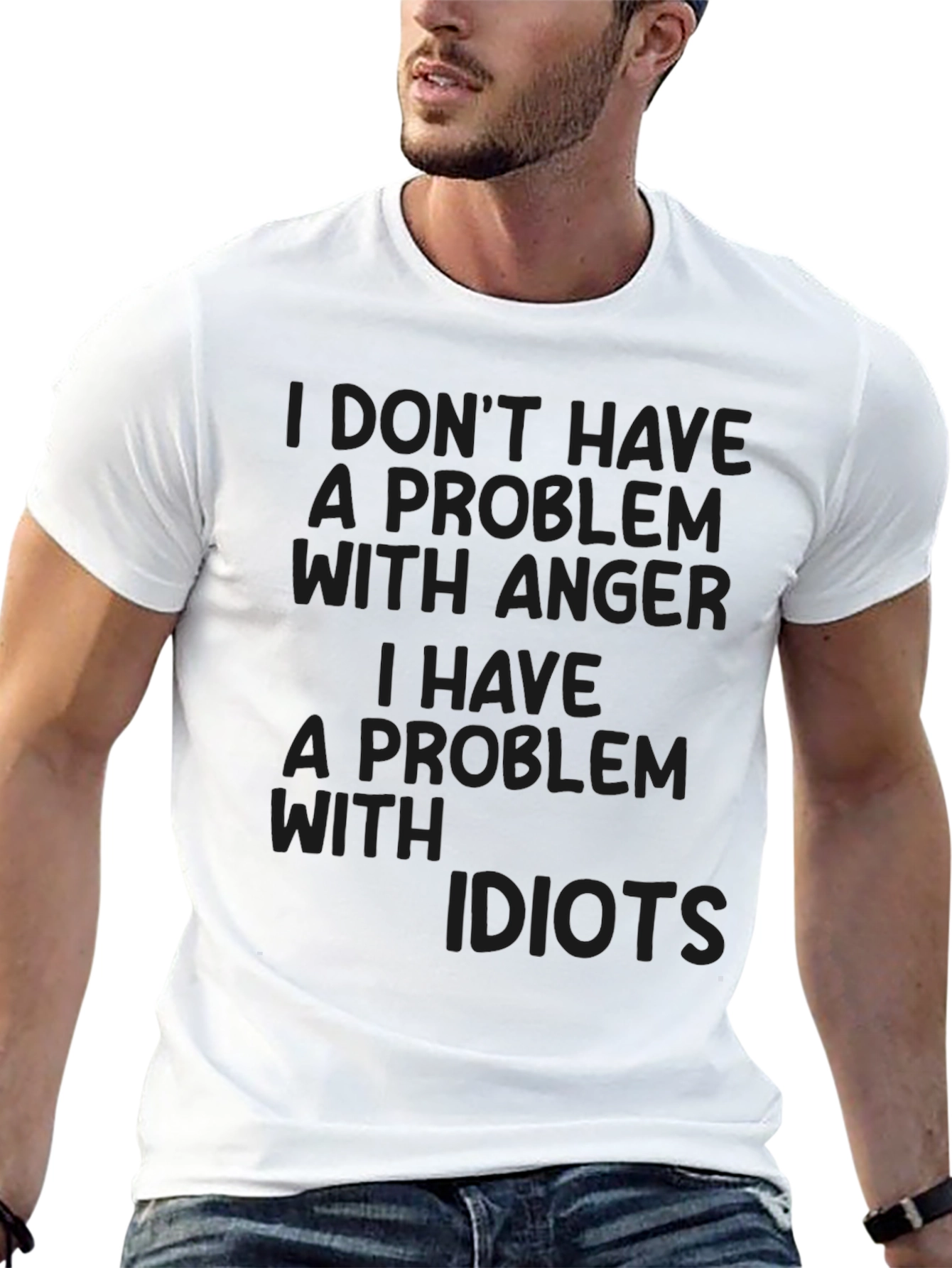 Black Humorous "I Don't Have An Anger Problem" Black T-Shirt view 13