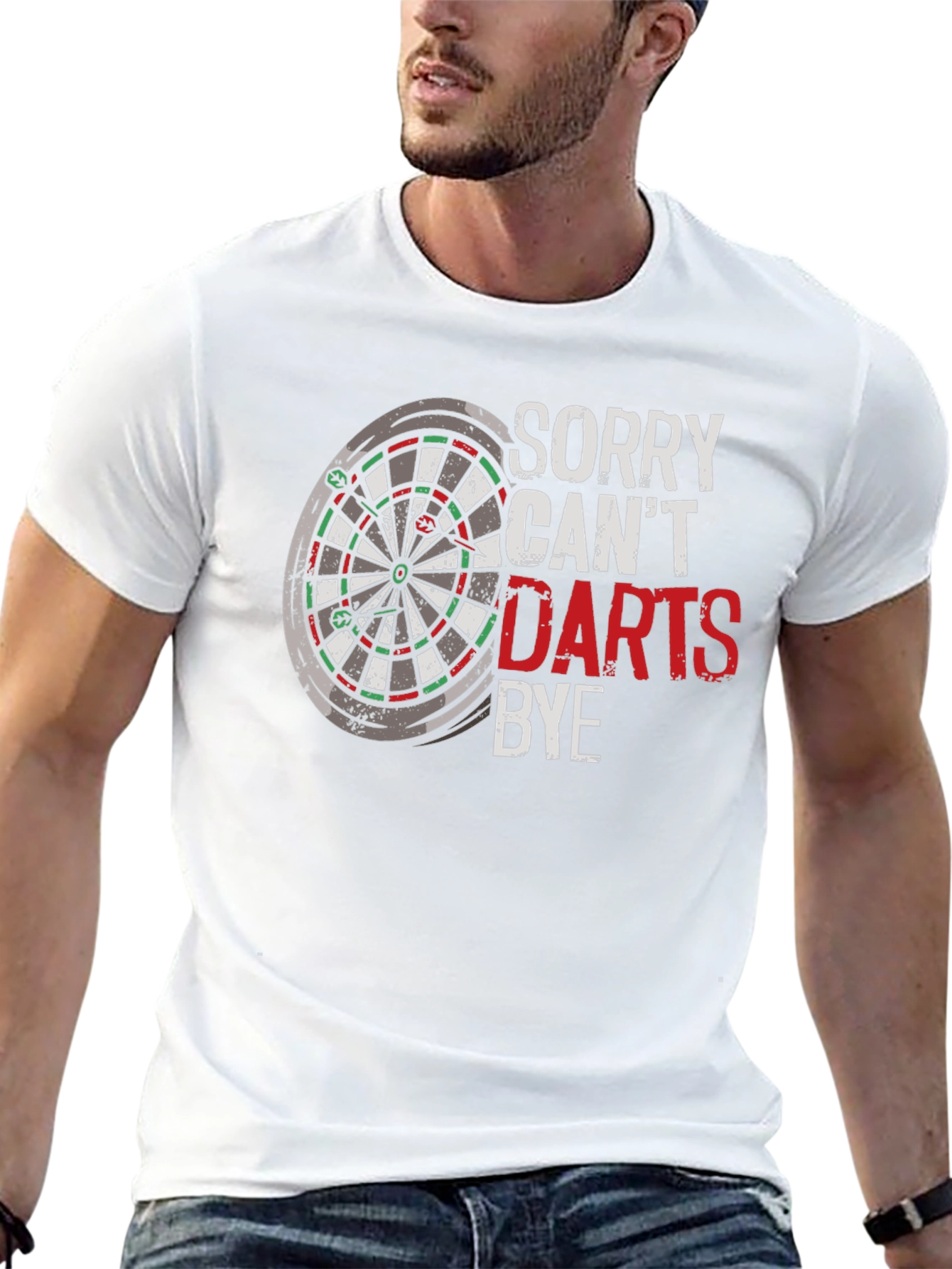 Black Sorry Can't Darts Bye Black T-Shirt view 13