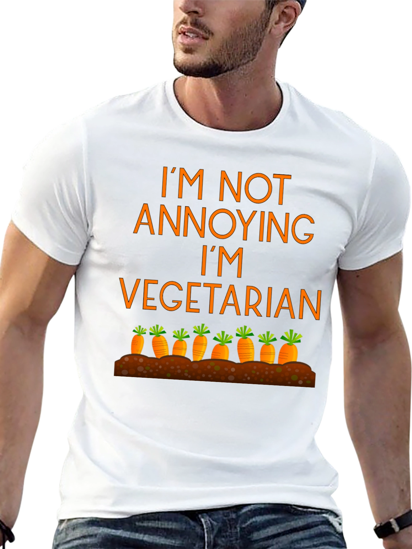Black Vegetarian Graphic Tee - Funny Carrot Design view 13
