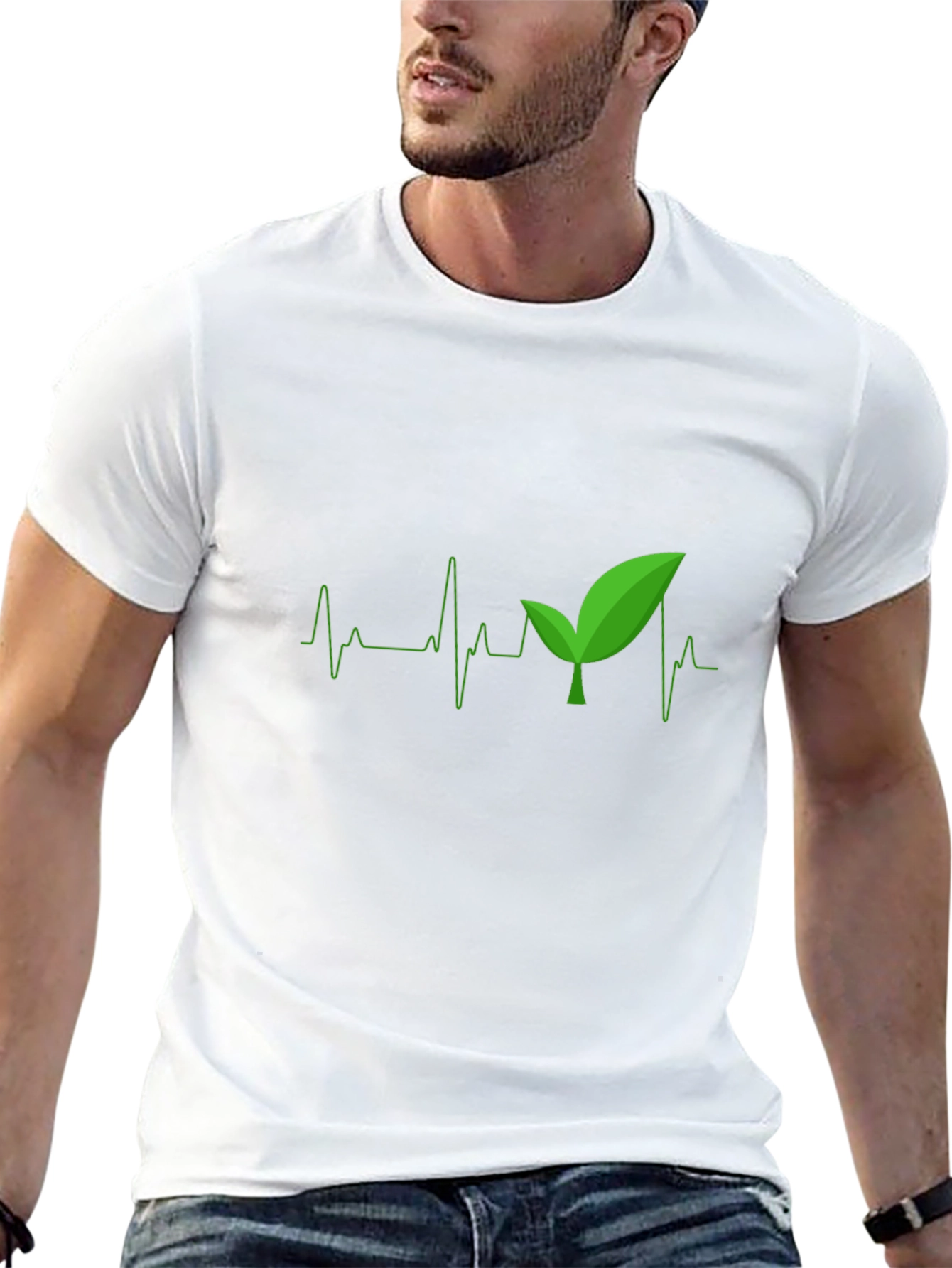 Black Nature Heartbeat T-Shirt - Eco Friendly Tee view 13