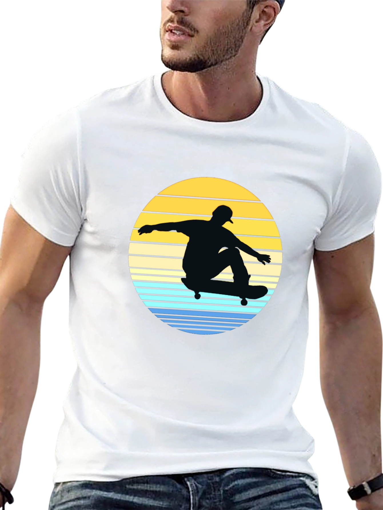 Black Skateboard Sunset Graphic Tee view 13