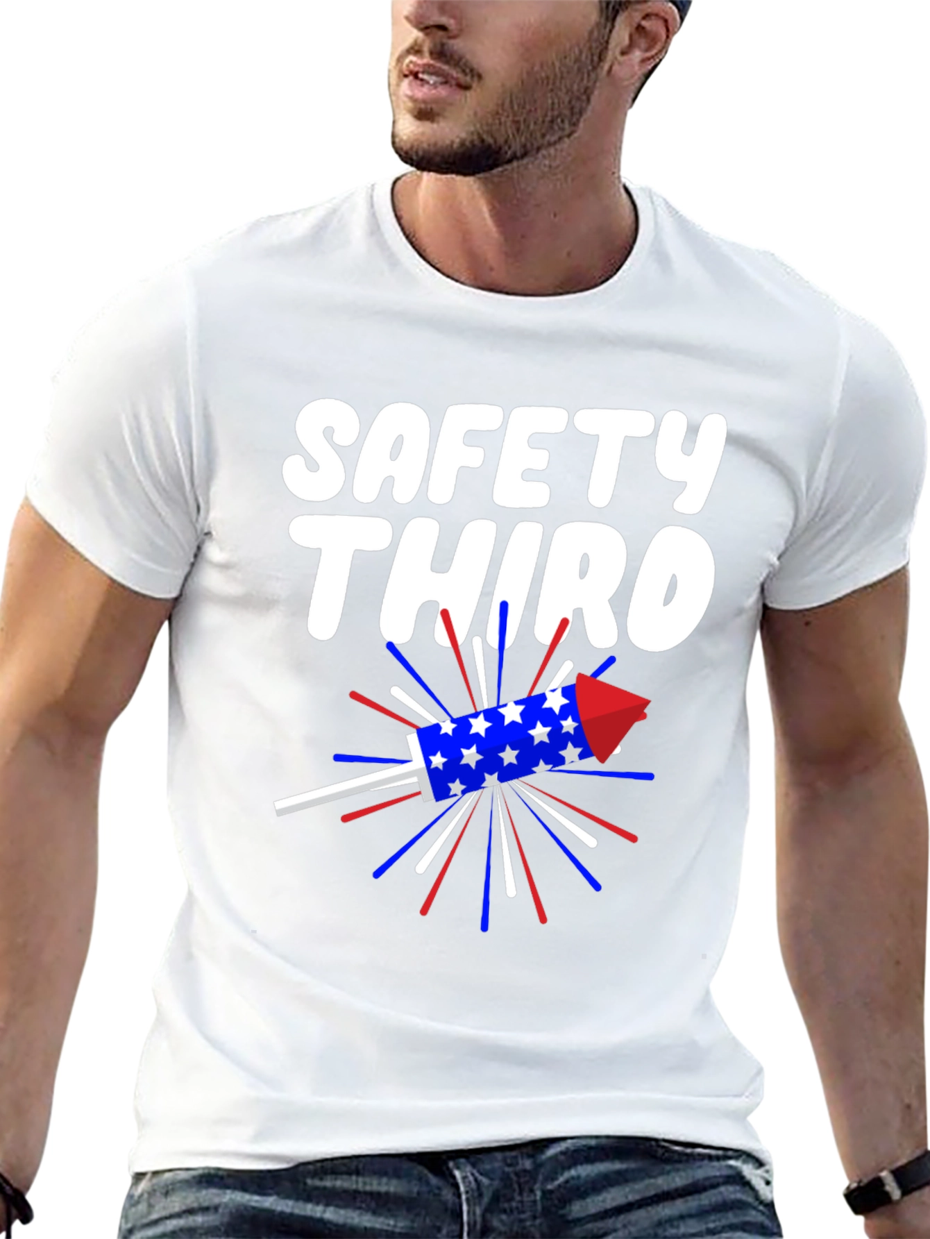 Black Safety Third T-Shirt Patriotic Rocket Tee view 13
