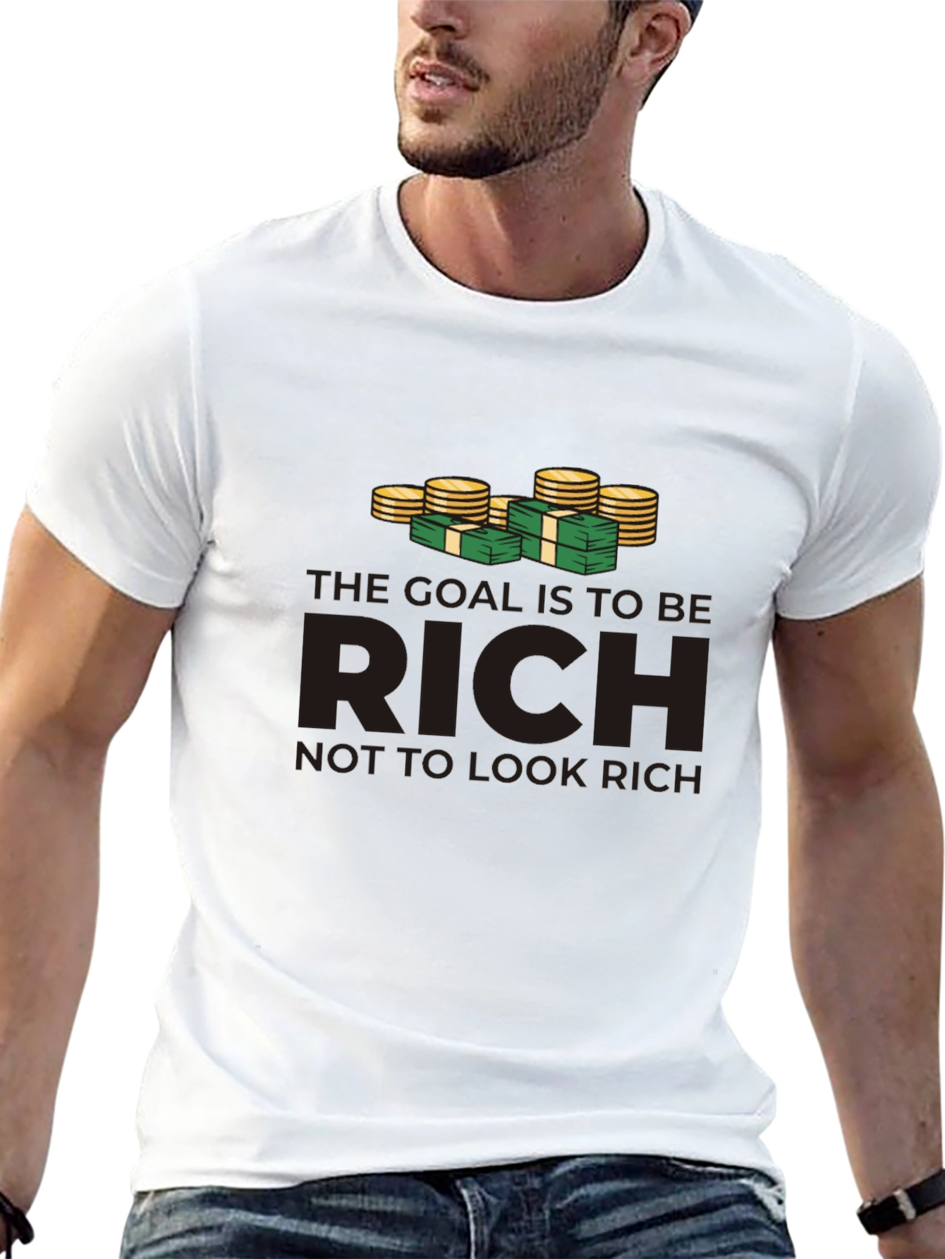 Black Be Rich T-Shirt: Goal is to be Rich, Not to Look Rich view 13