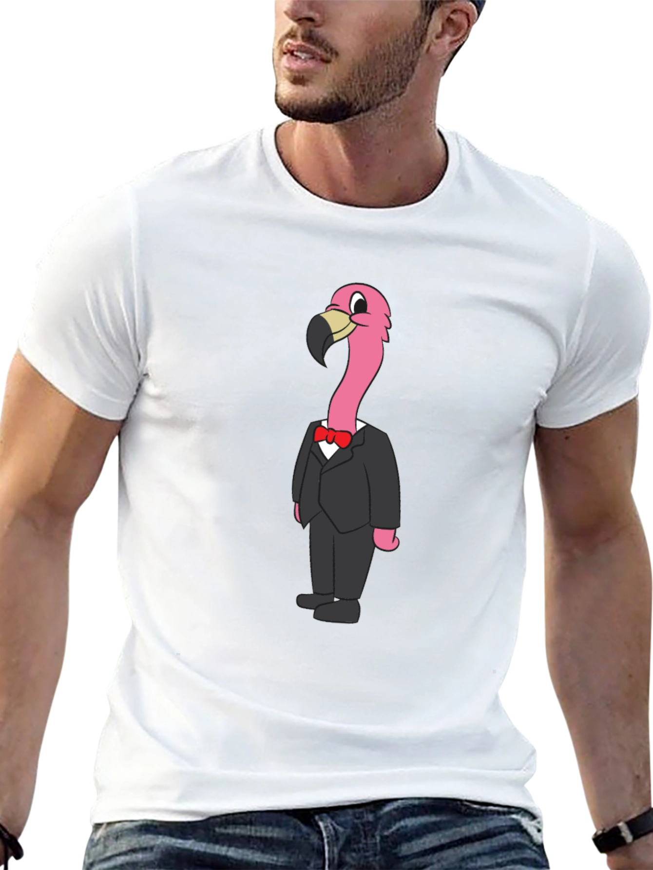 Black Flamingo in a Suit Graphic T-Shirt view 13