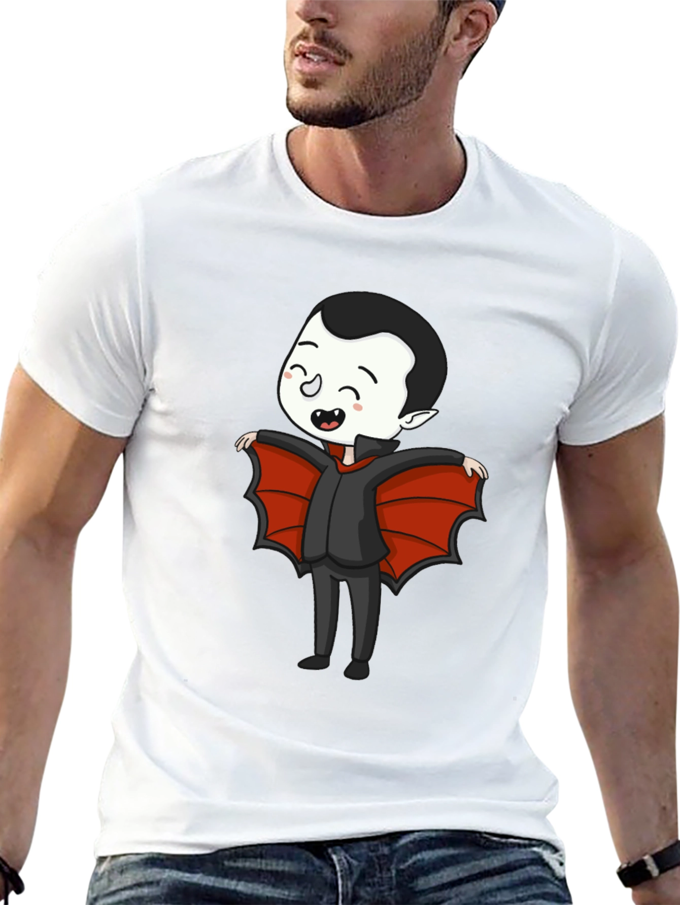 Black Cute Cartoon Vampire T-Shirt view 13
