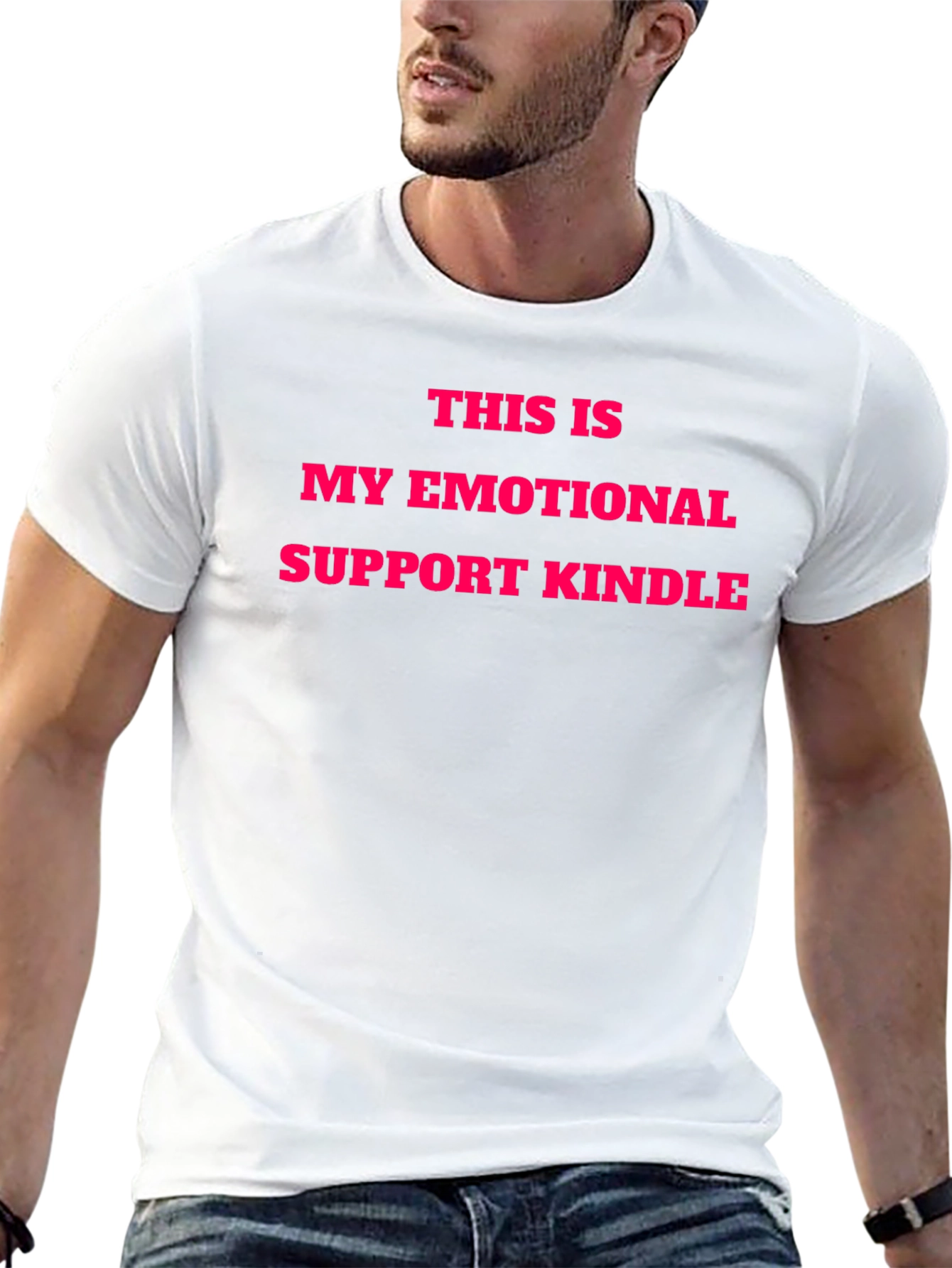 Black Emotional Support Kindle T-Shirt view 13