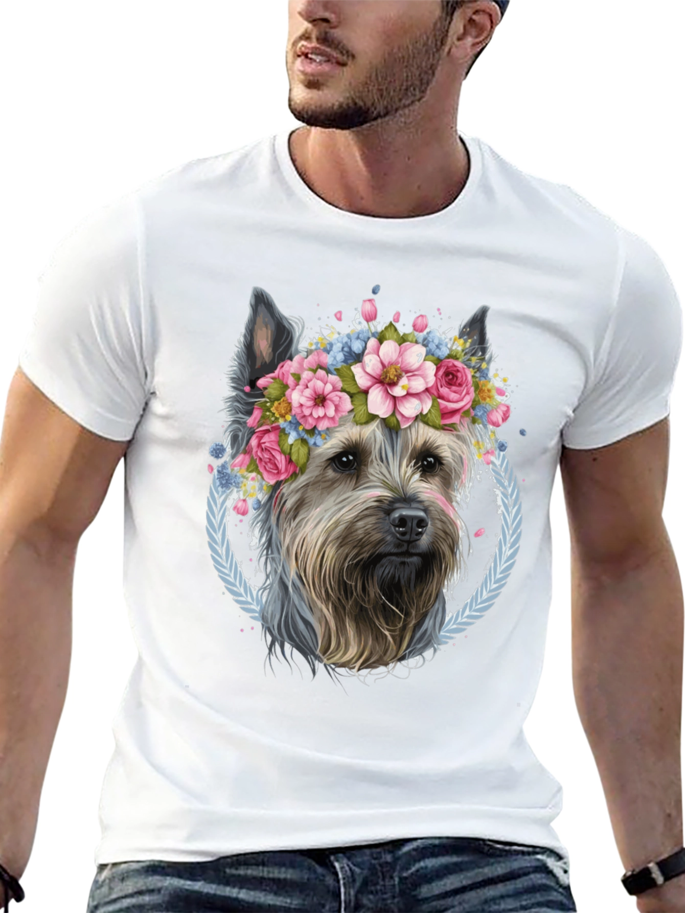 Black Dog Lover T-Shirt - Floral Crown Yorkie Tee view 13