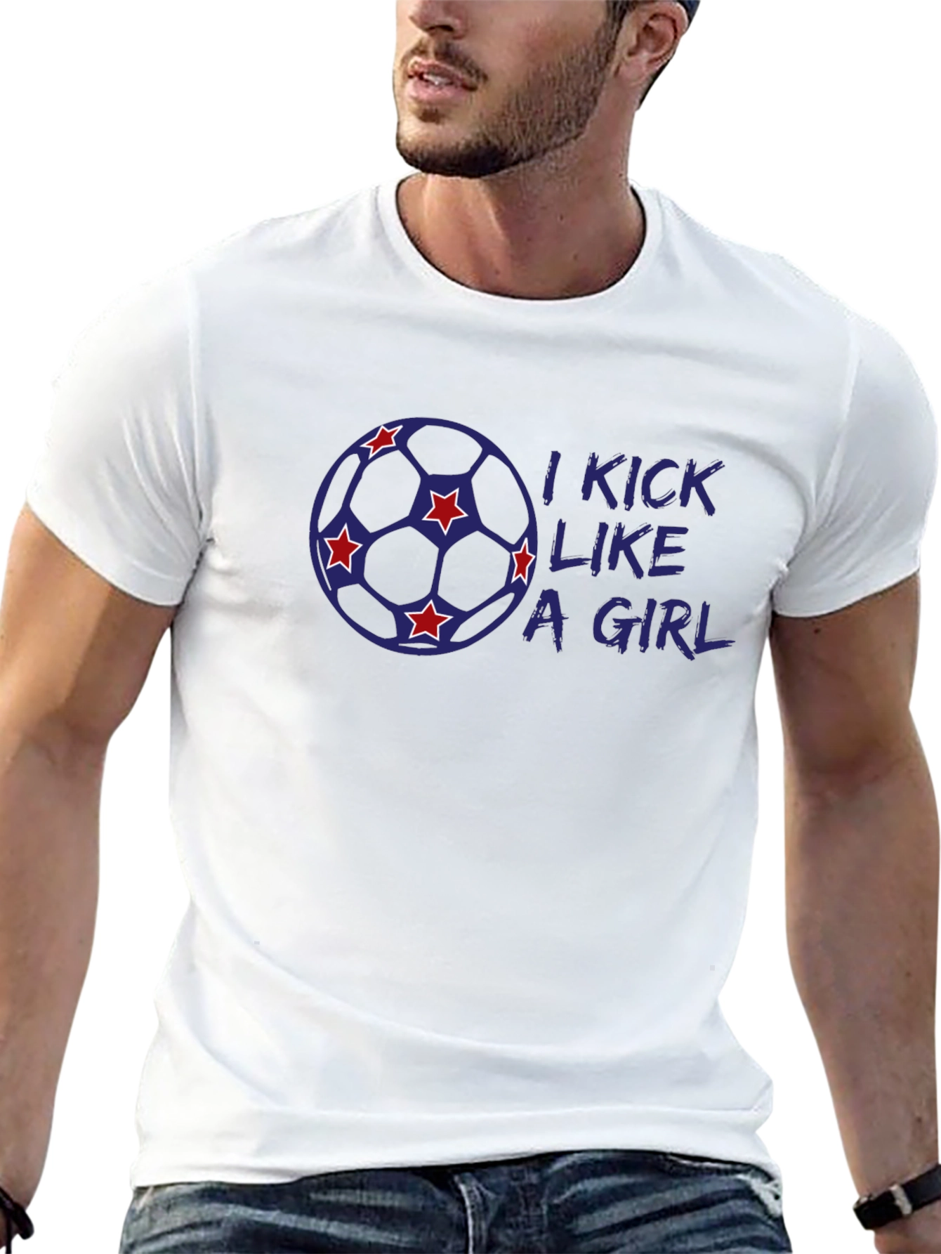 Black I Kick Like a Girl Soccer T-Shirt view 13