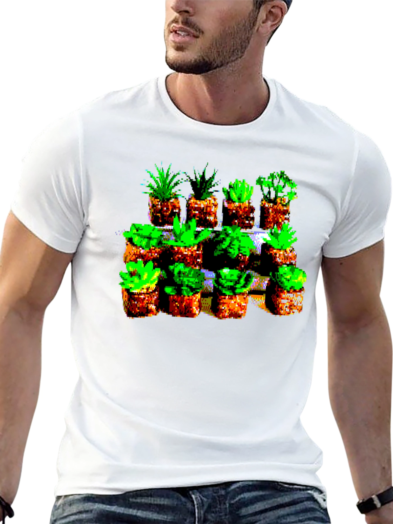 Black Pixelated Plant Lover Tee - Retro 8-Bit Style view 13