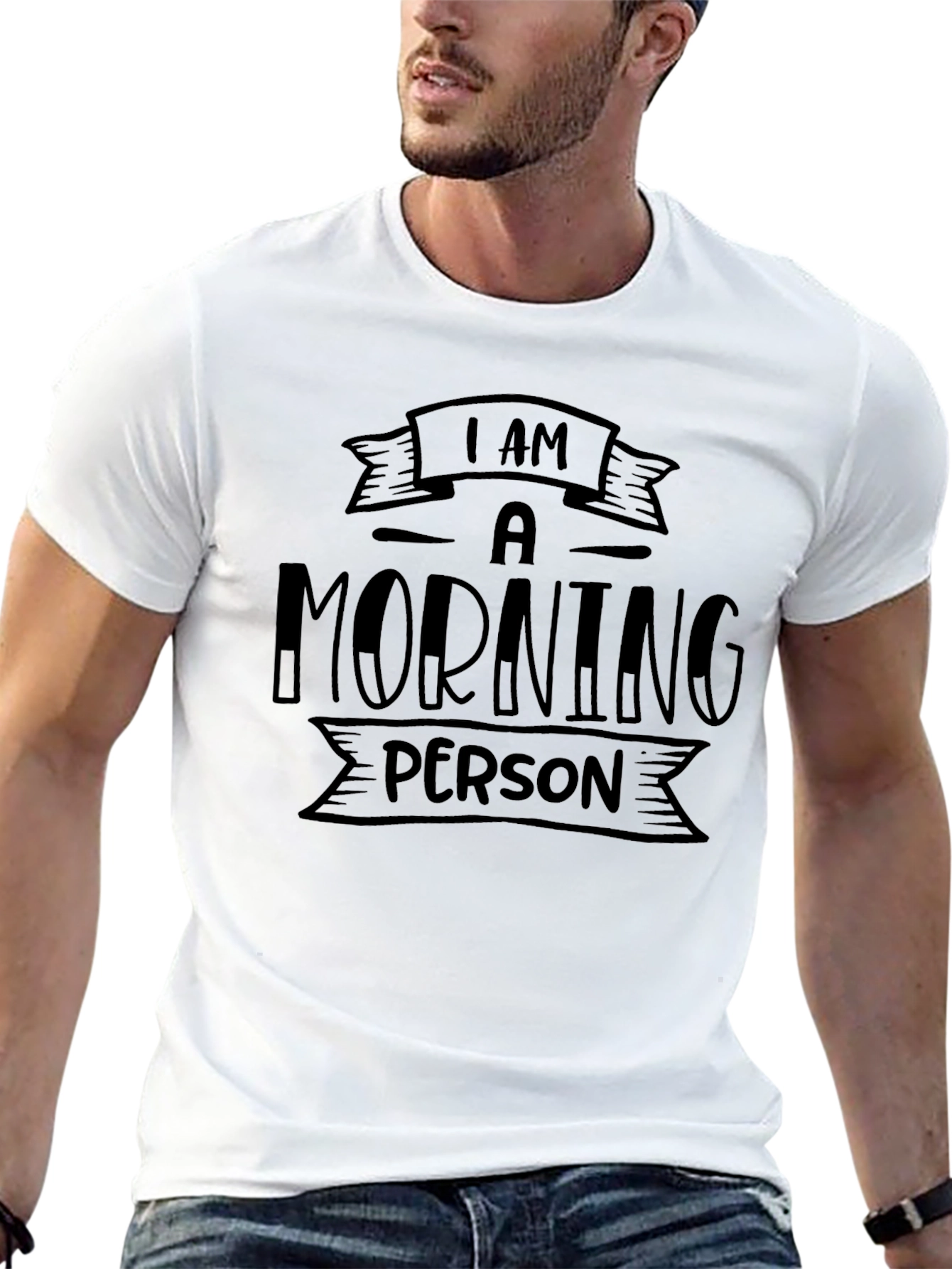 Black Morning Person Graphic Tee - Black Cotton Comfort view 13