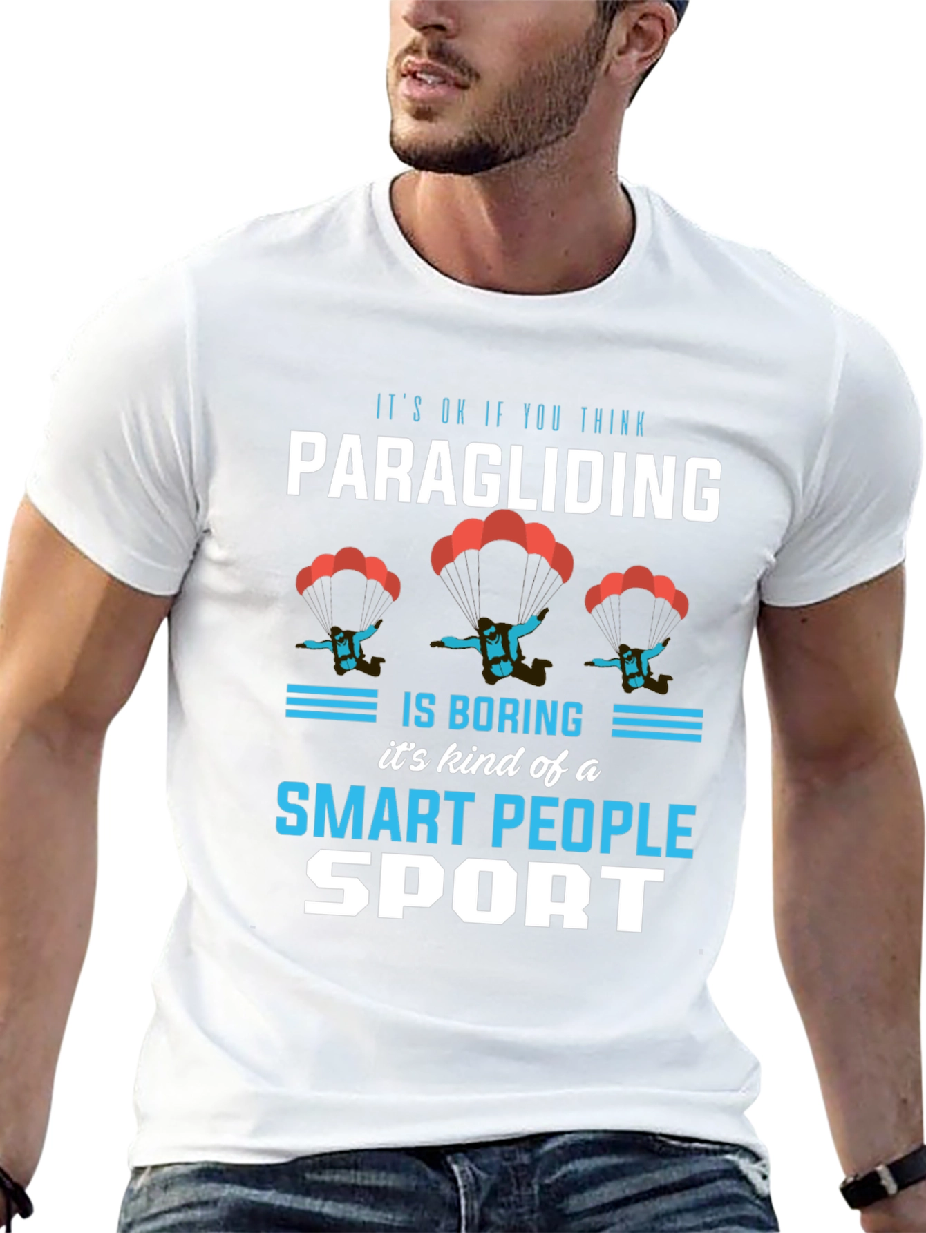 Black Paragliding Smart People Sport T-Shirt view 13