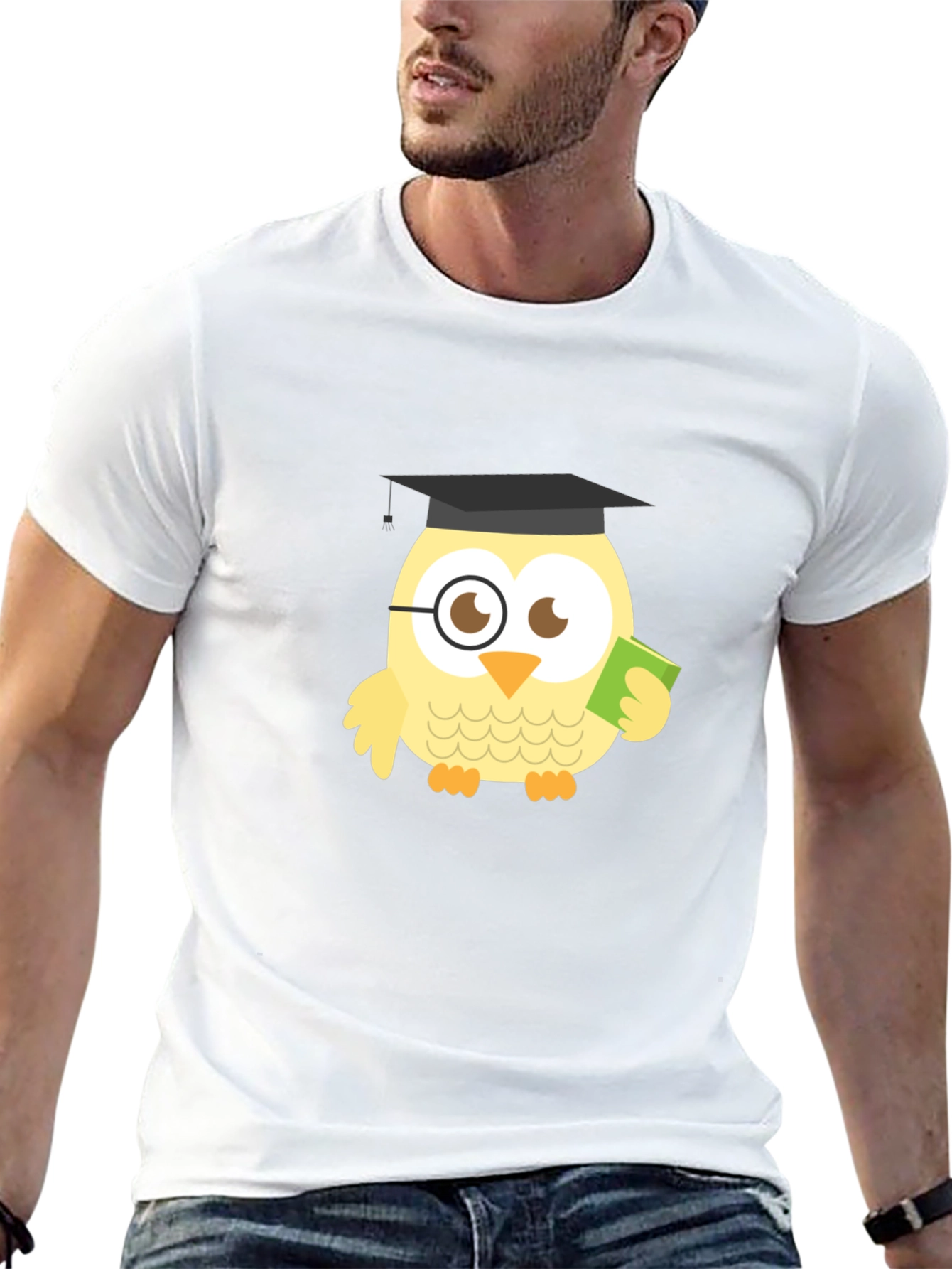 Black Funny Owl Grad Black T-Shirt view 13