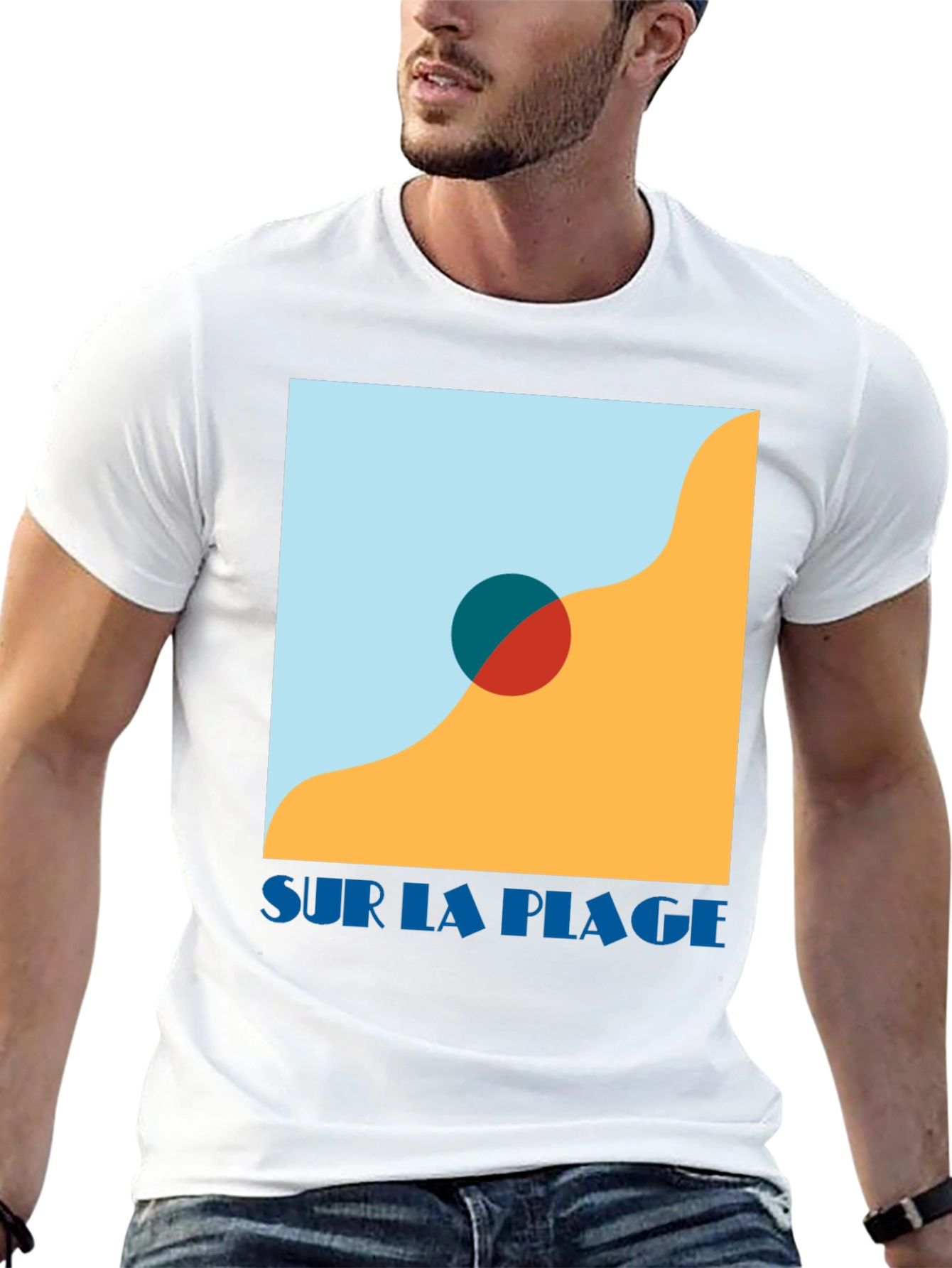 Black Sur La Plage Graphic Tee - Black Cotton T-Shirt view 13