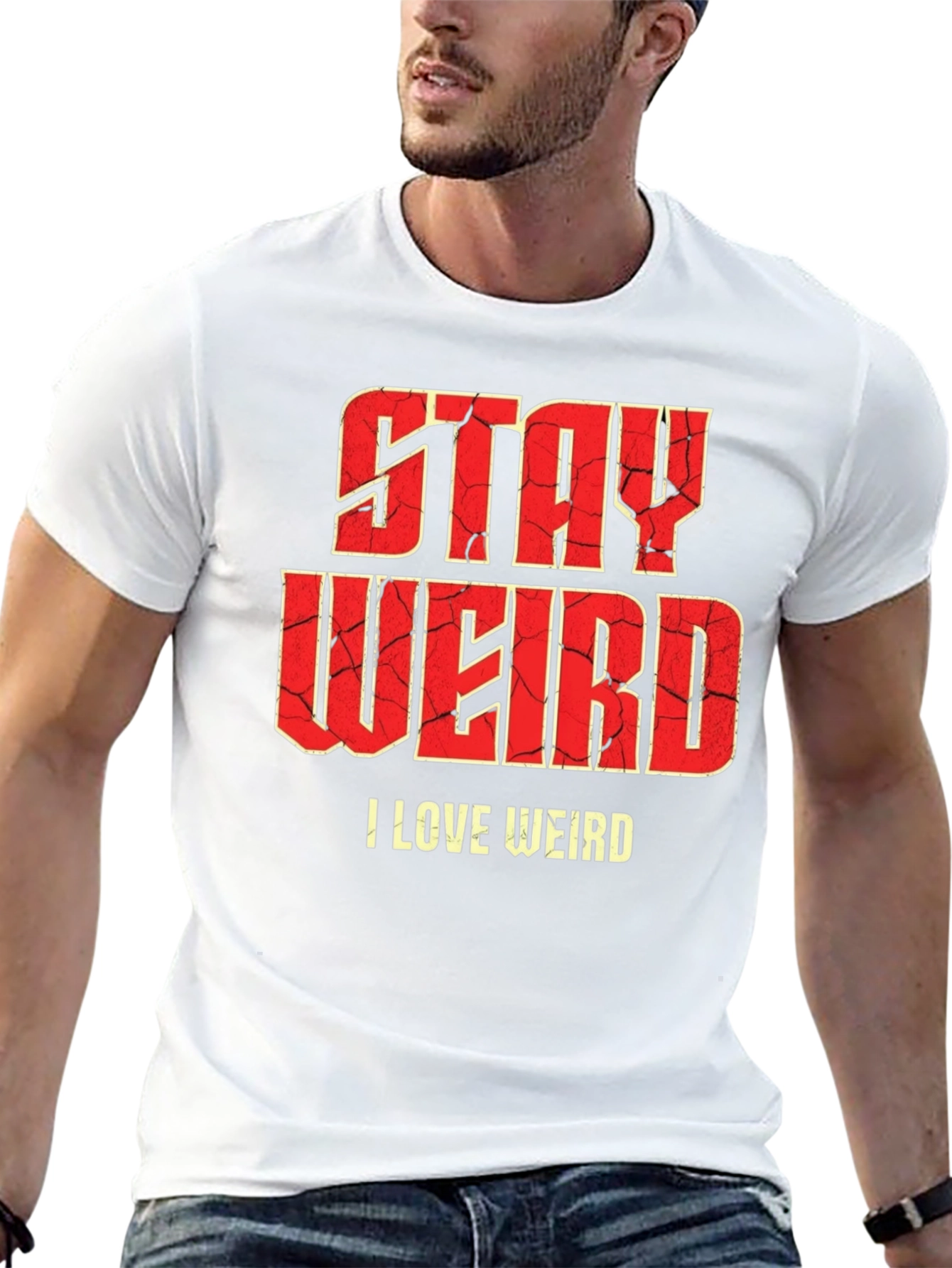 Black Stay Weird Graphic T-Shirt - Funny Slogan Tee view 13