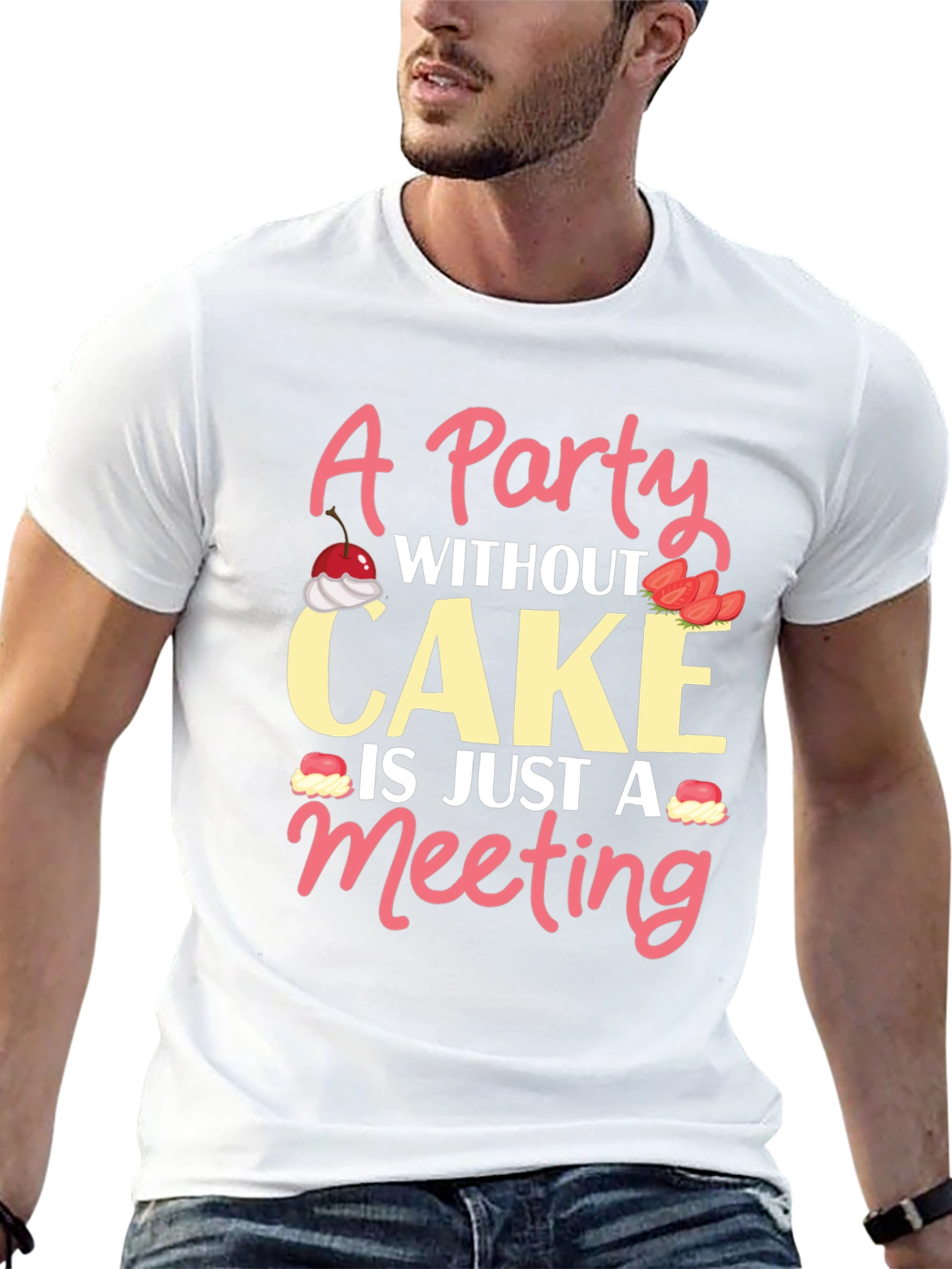 Black Party Without Cake T-Shirt - Funny Graphic Tee view 13