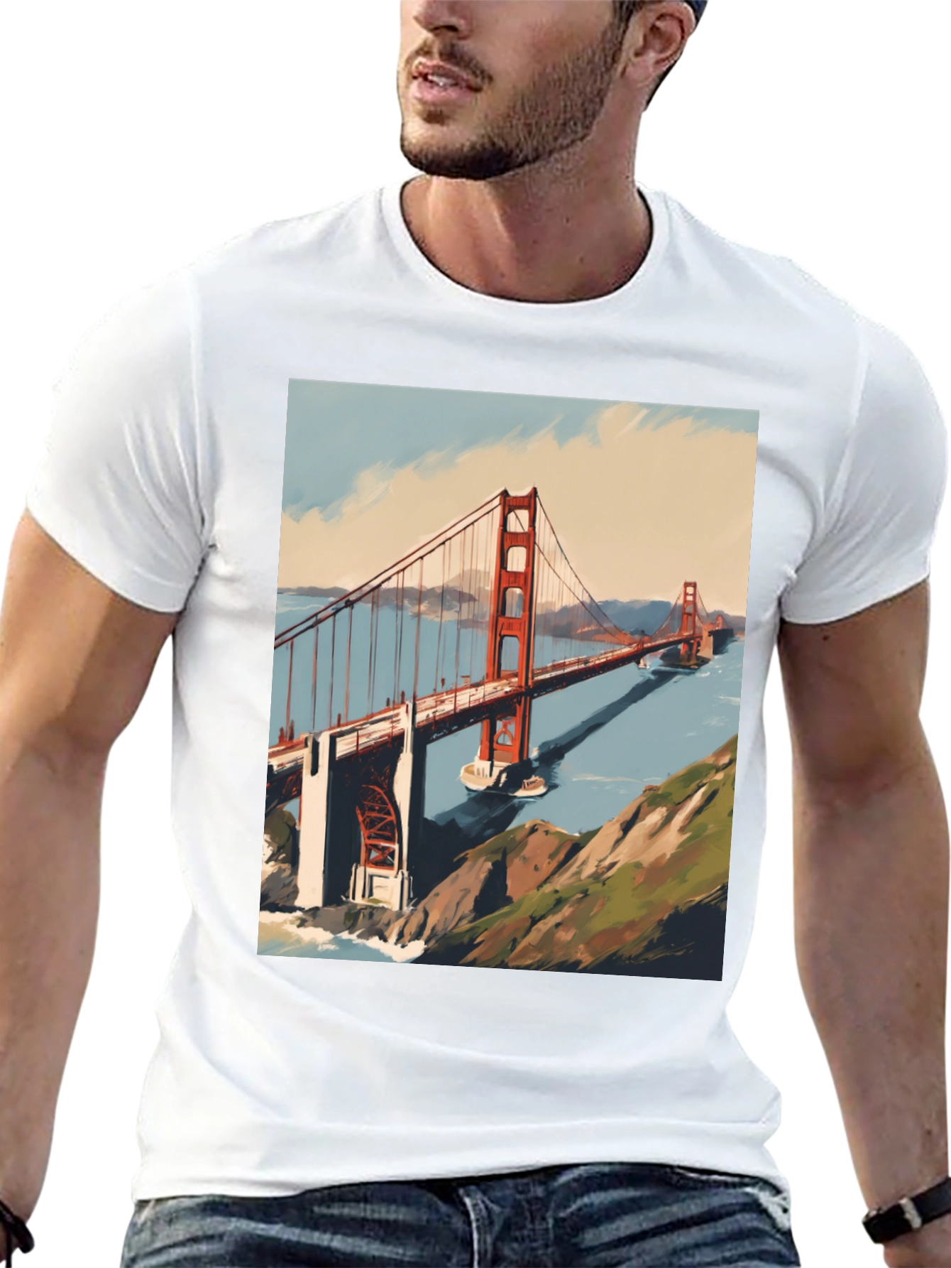 Black Golden Gate Bridge Graphic Tee view 13