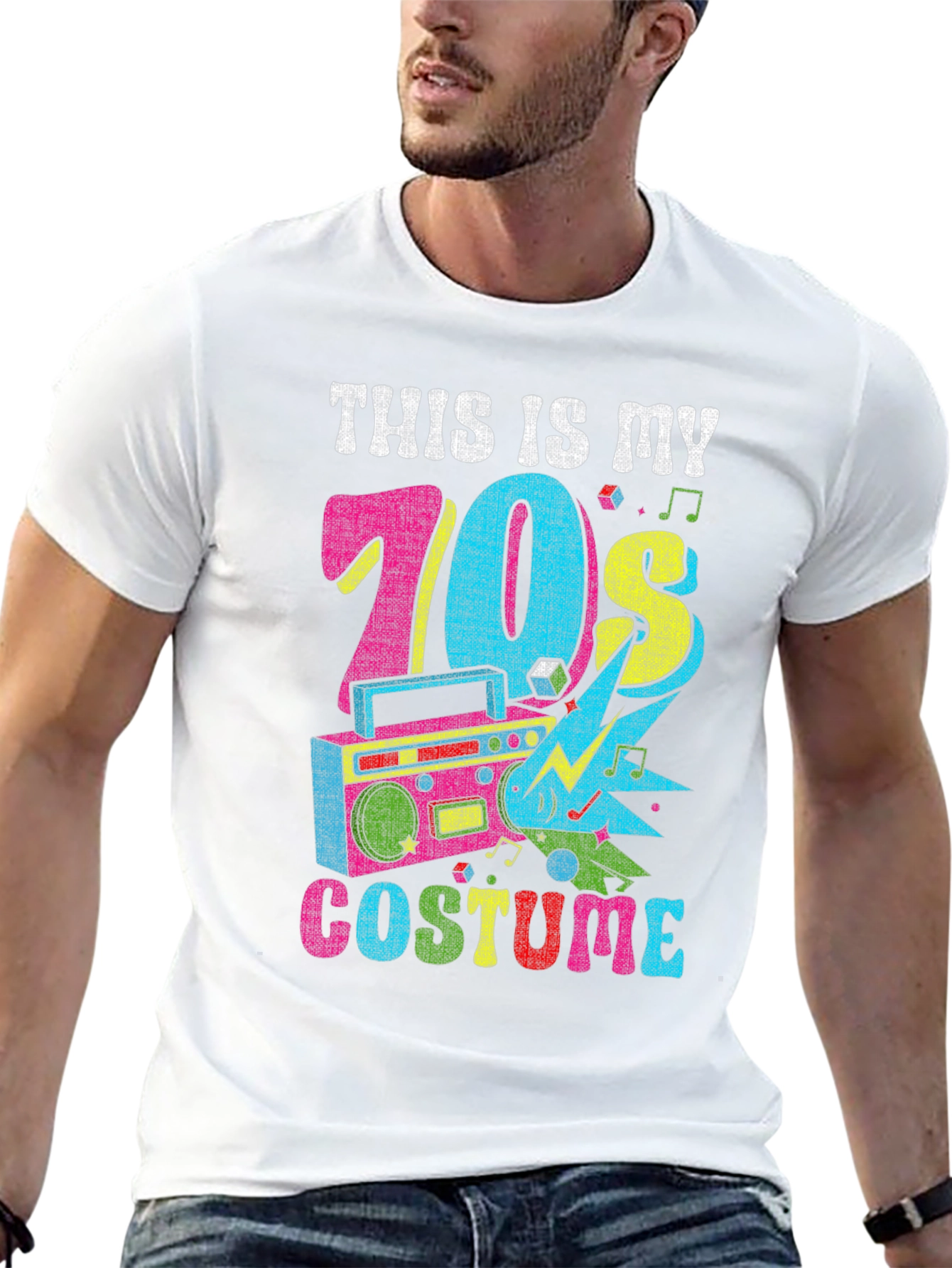 Black Retro 70s Costume T-Shirt view 13