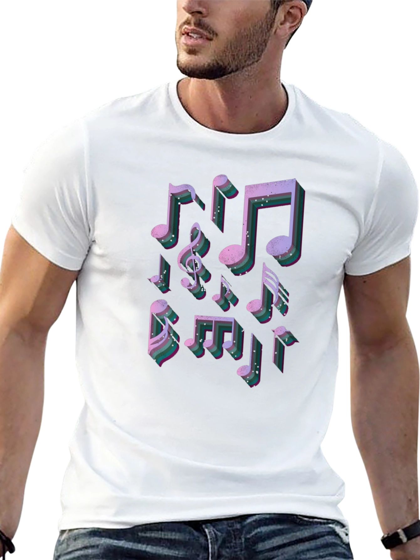 Black Musical Notes Graphic Tee - Stylish Black T-Shirt view 13