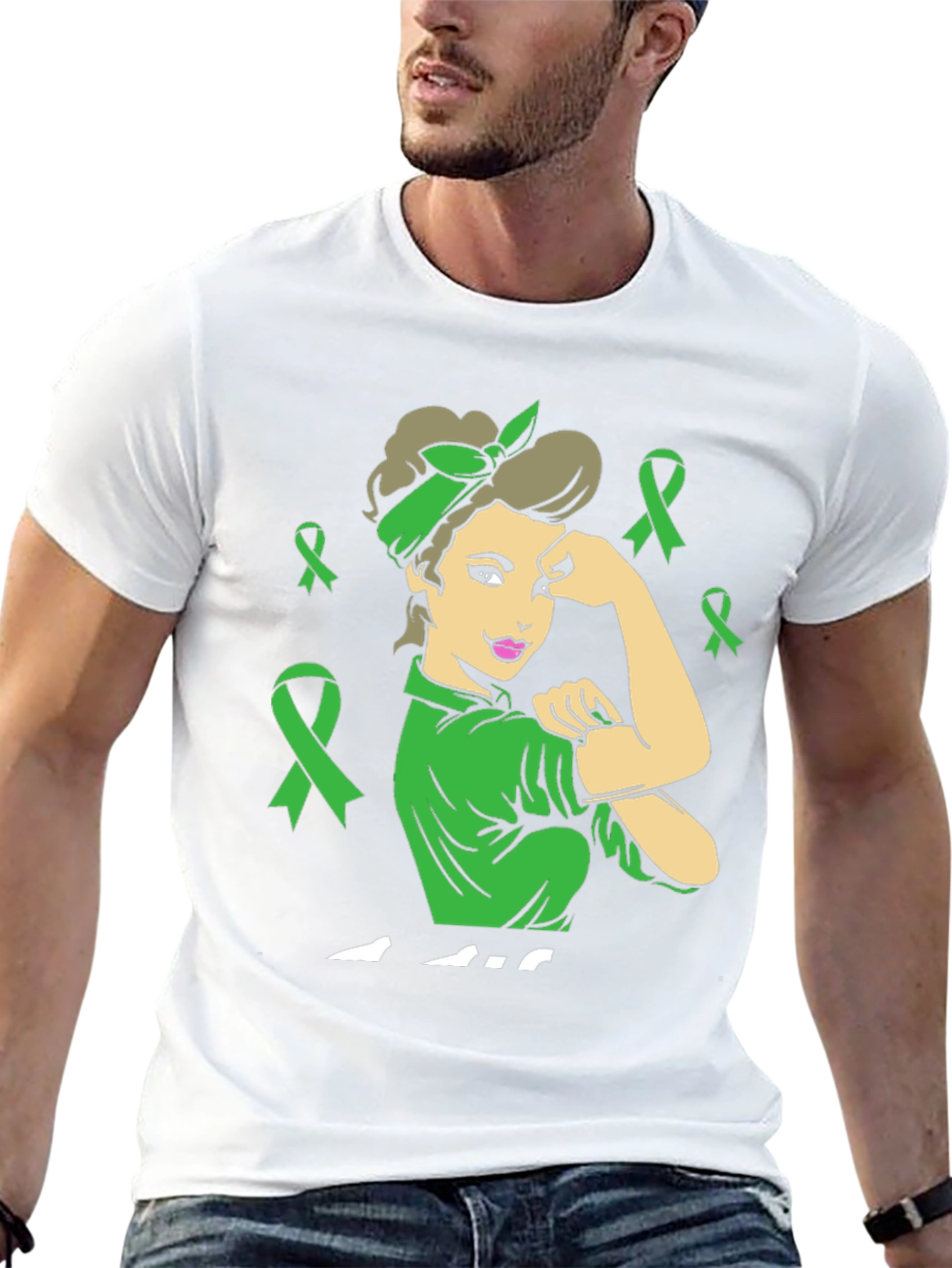 Black Empowered Woman Green Ribbon T-Shirt view 13